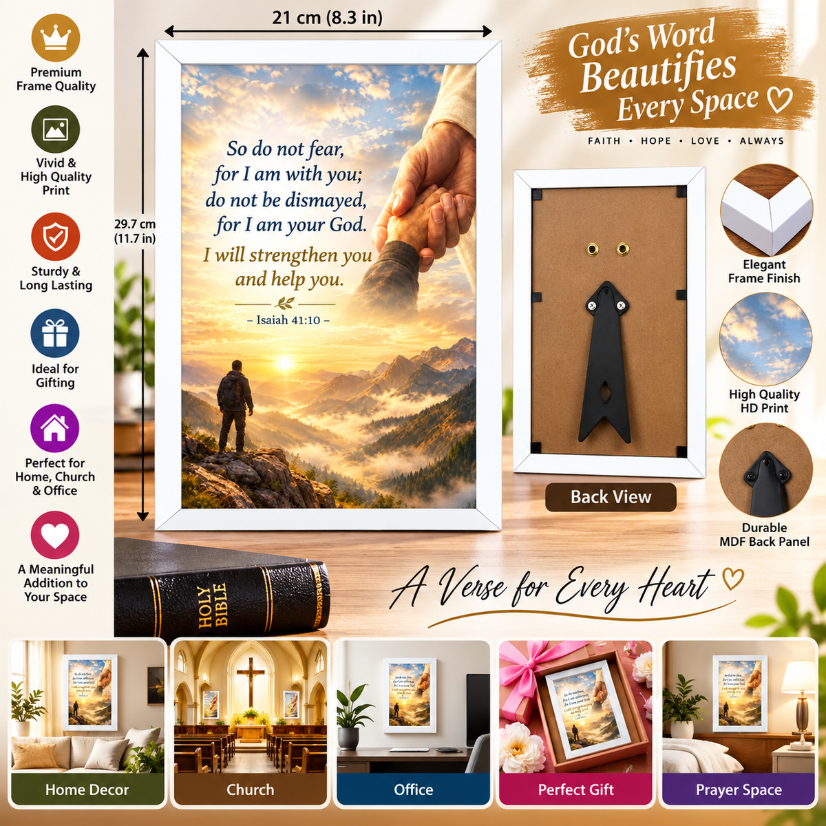 Isaiah 41:10 Bible Verse Frame – Christian Wall Art