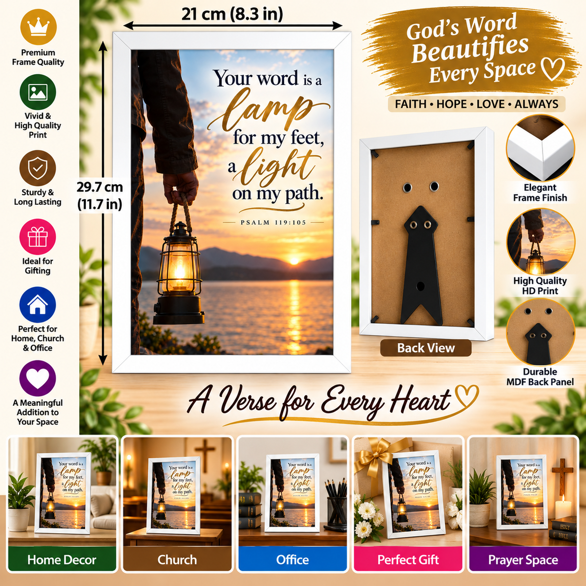 Psalm 119:105 Bible Verse Frame – Lamp for My Feet