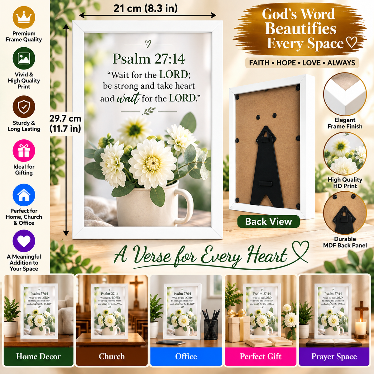 Psalm 27:14 Bible Verse Frame – Wait for the Lord