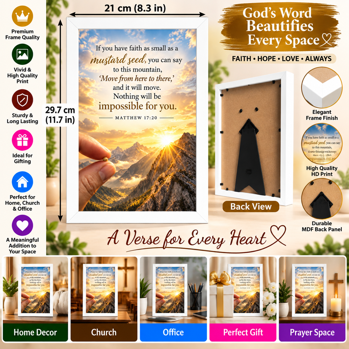 Matthew 17:20 Bible Verse Frame – Mustard Seed Faith