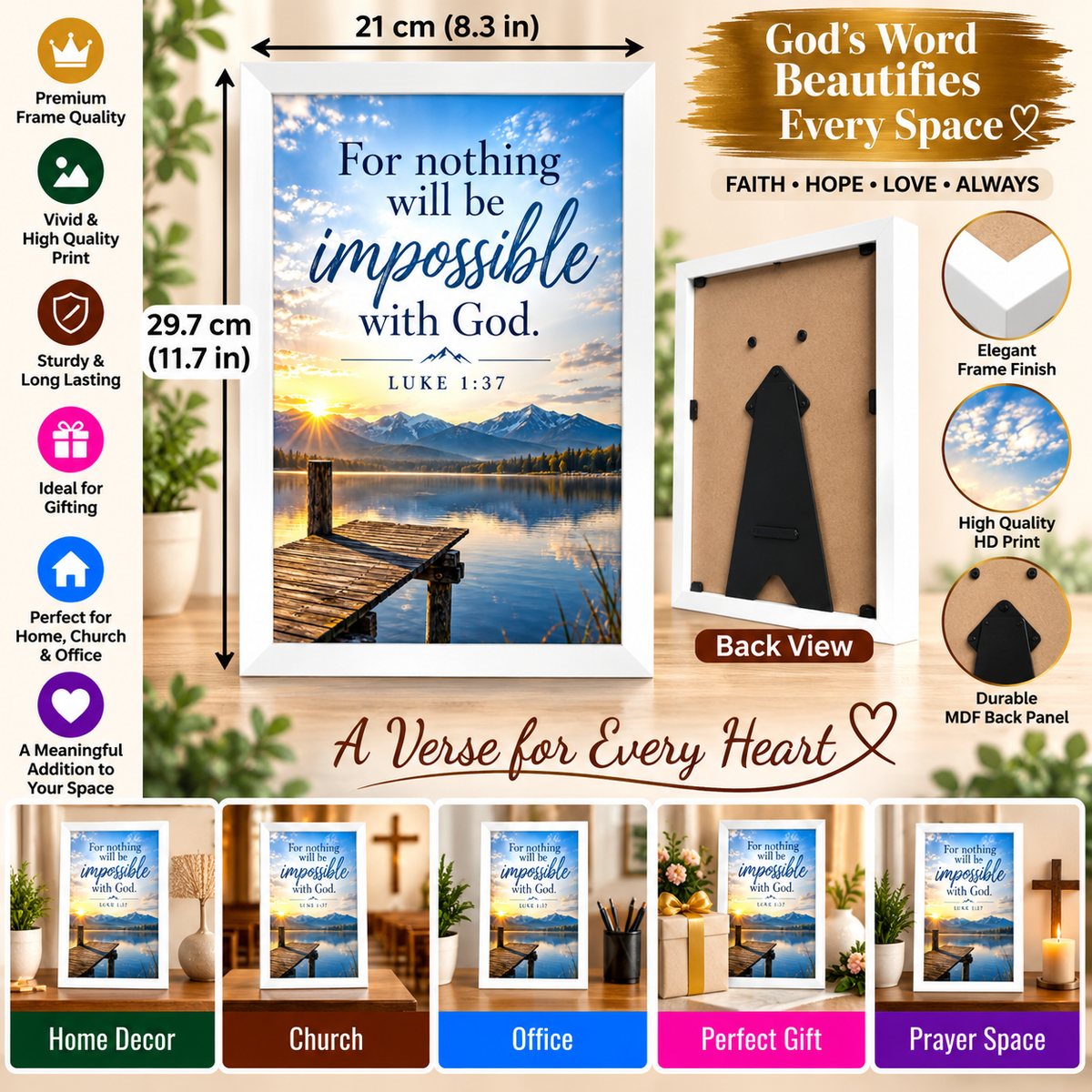 Luke 1:37 Bible Verse Frame – Nothing Is Impossible