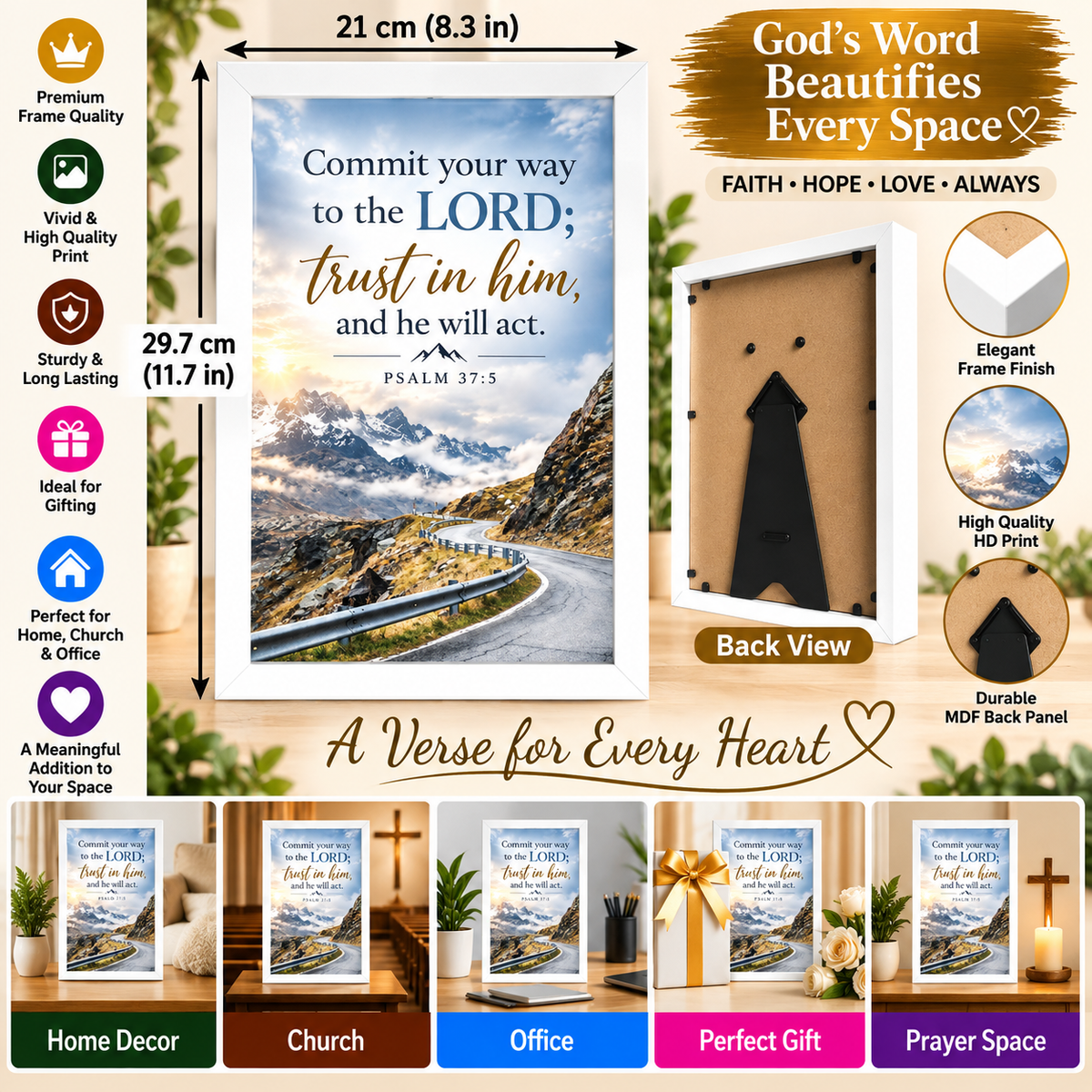 Psalm 37:5 Bible Verse Frame – Commit Your Way to the Lord