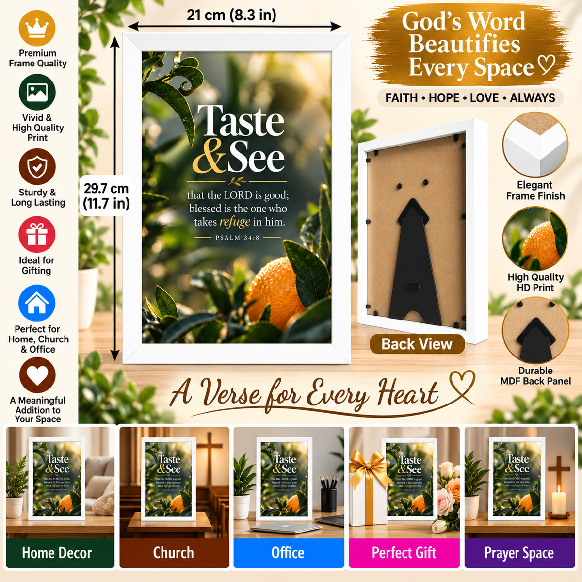 Psalm 34:8 Bible Verse Frame – Taste & See