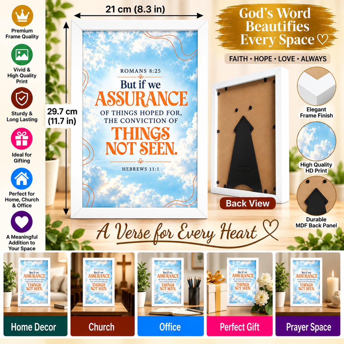Hebrews 11:1 Bible Verse Frame – Faith & Assurance