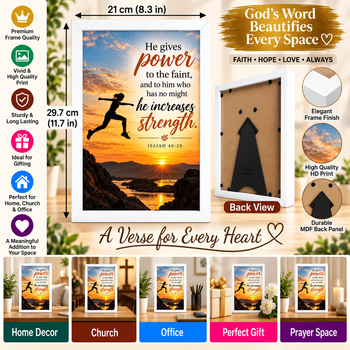 Isaiah 40:29 Bible Verse Frame – He Gives Power