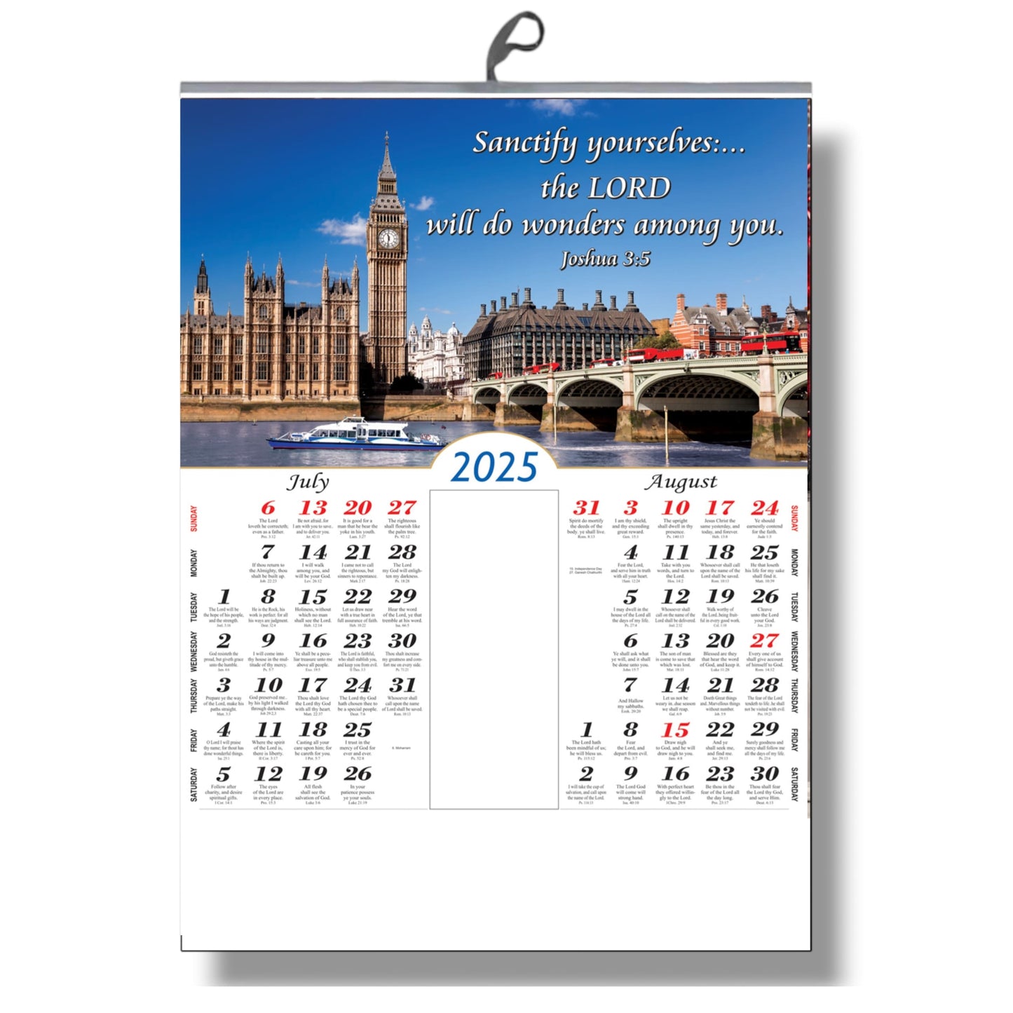 2025 English Big Size Bible Verse Wall Calendar – Stunning Sceneries with Inspirational Scripture
