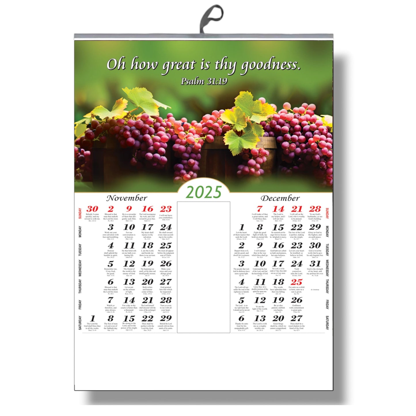 2025 English Big Size Bible Verse Wall Calendar – Stunning Sceneries with Inspirational Scripture