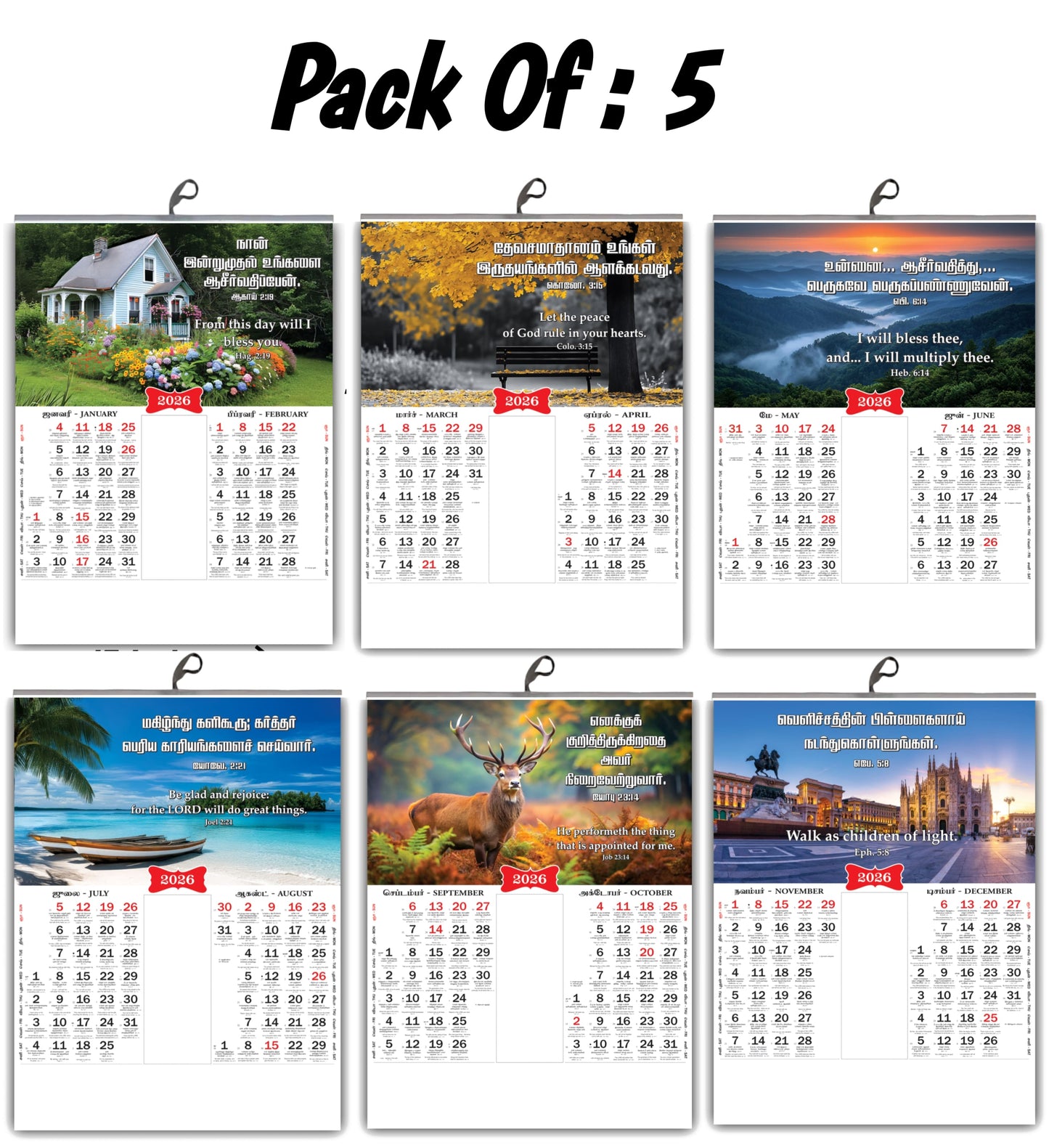 2026 Tamil Wall Calendar | Cute Baby, Flowers & Birds with Inspirational Quotes (நல்ல வார்த்தைகள்) உறுதிமொழிகள் காலெண்டர் 2026 - Promise Words Calendar 2026