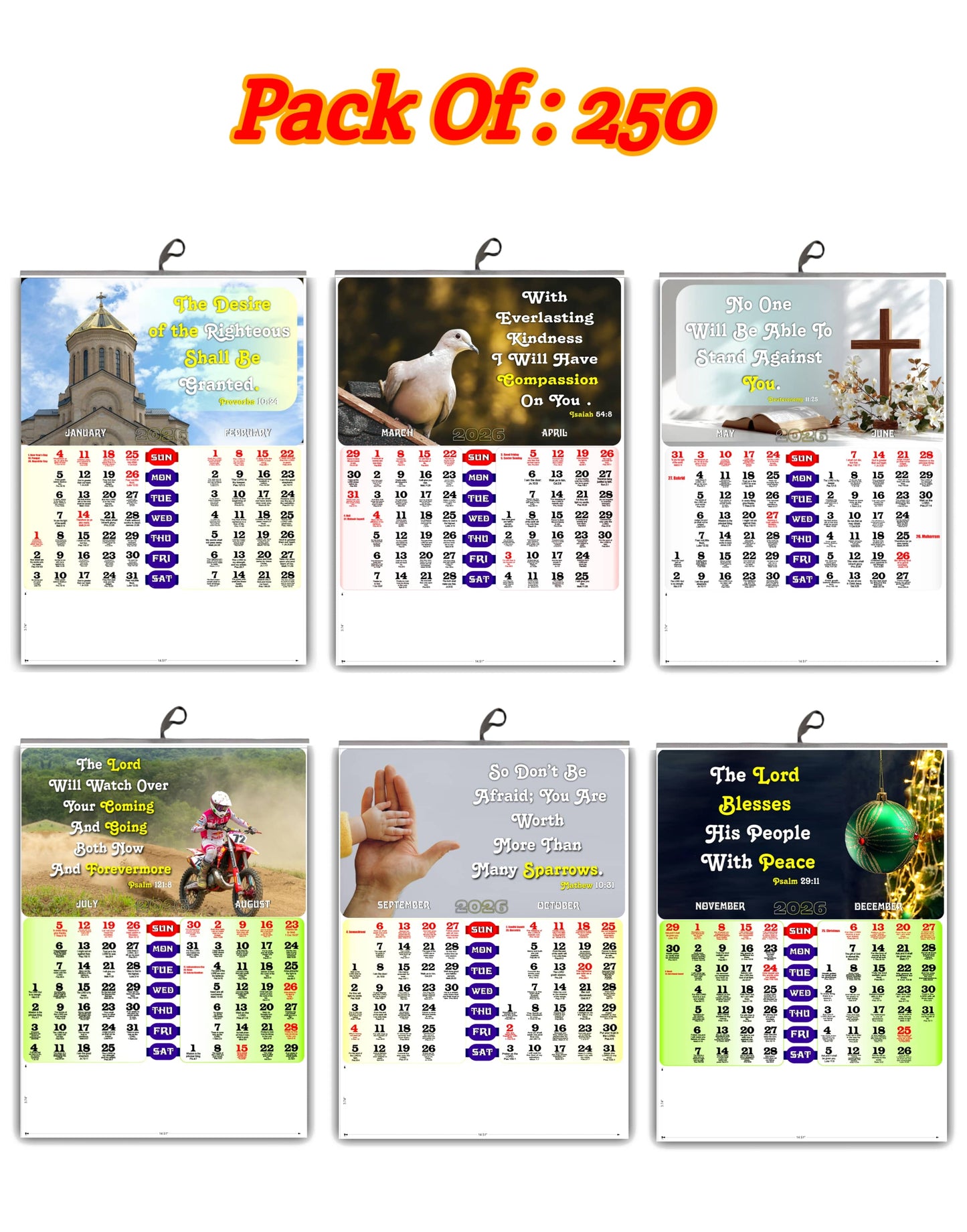 2026 Large Christian Wall Calendar 15x20 Inch | English Bible Verses on Premium Glossy Paper | 3-Page Floral & Baby Theme