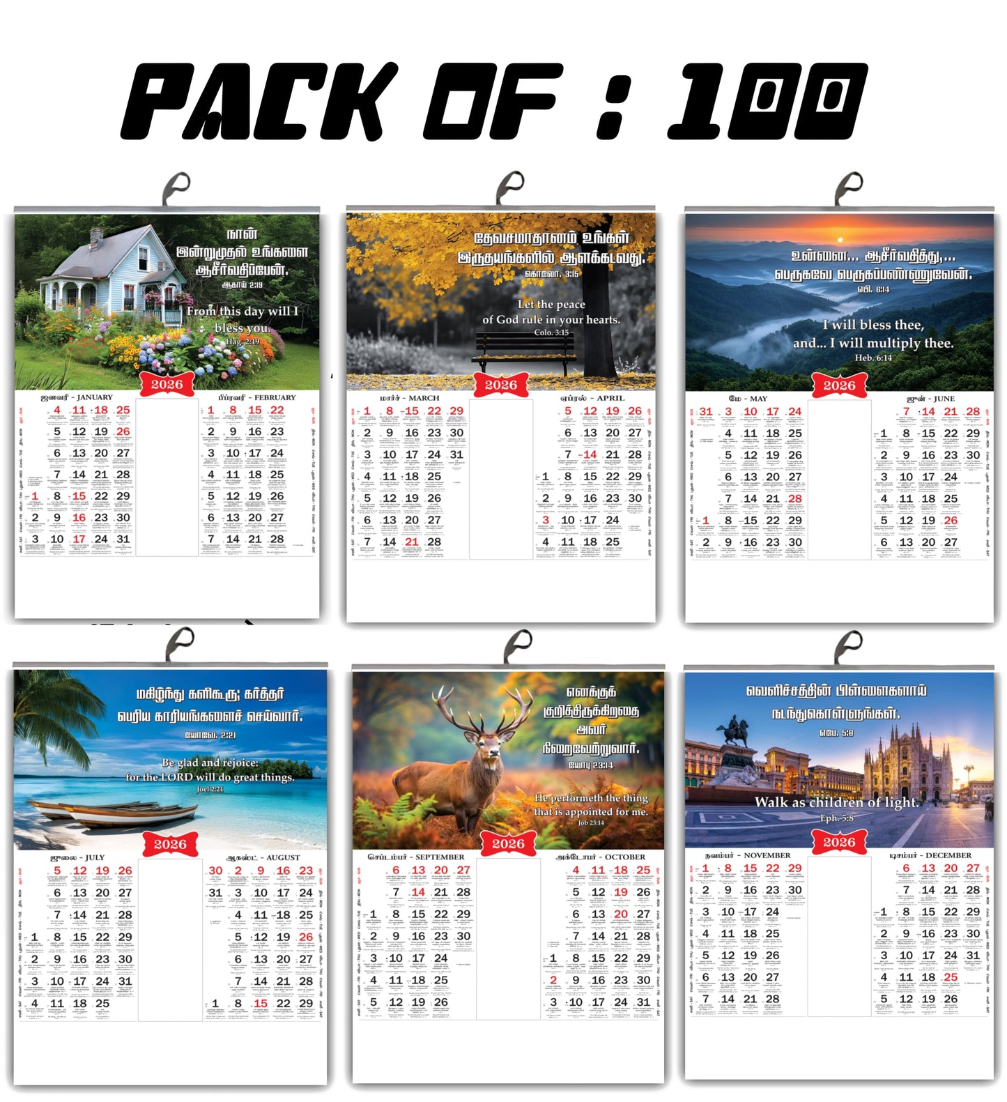 2026 Tamil Wall Calendar | Cute Baby, Flowers & Birds with Inspirational Quotes (நல்ல வார்த்தைகள்) உறுதிமொழிகள் காலெண்டர் 2026 - Promise Words Calendar 2026