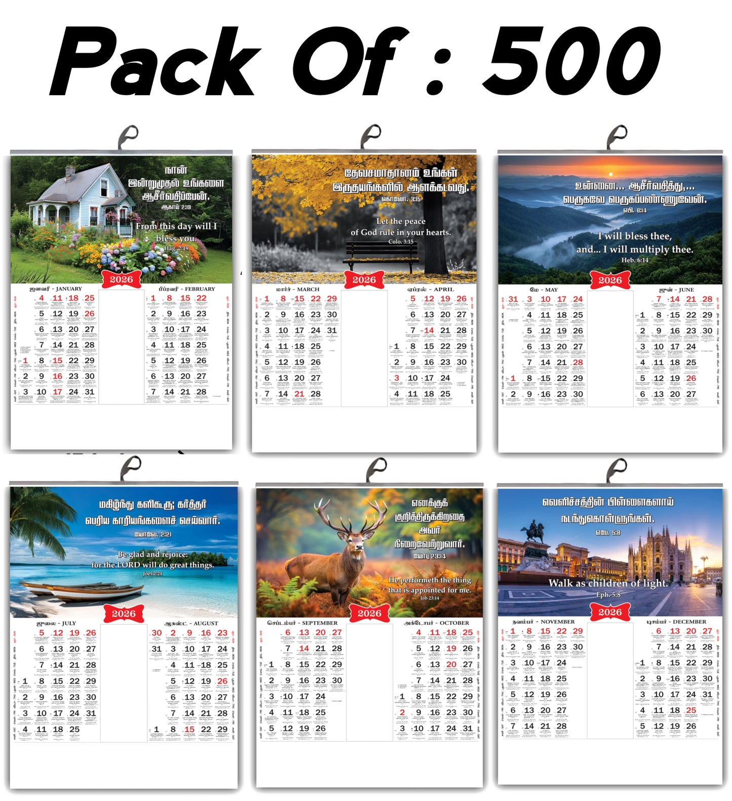 2026 Tamil Wall Calendar | Cute Baby, Flowers & Birds with Inspirational Quotes (நல்ல வார்த்தைகள்) உறுதிமொழிகள் காலெண்டர் 2026 - Promise Words Calendar 2026