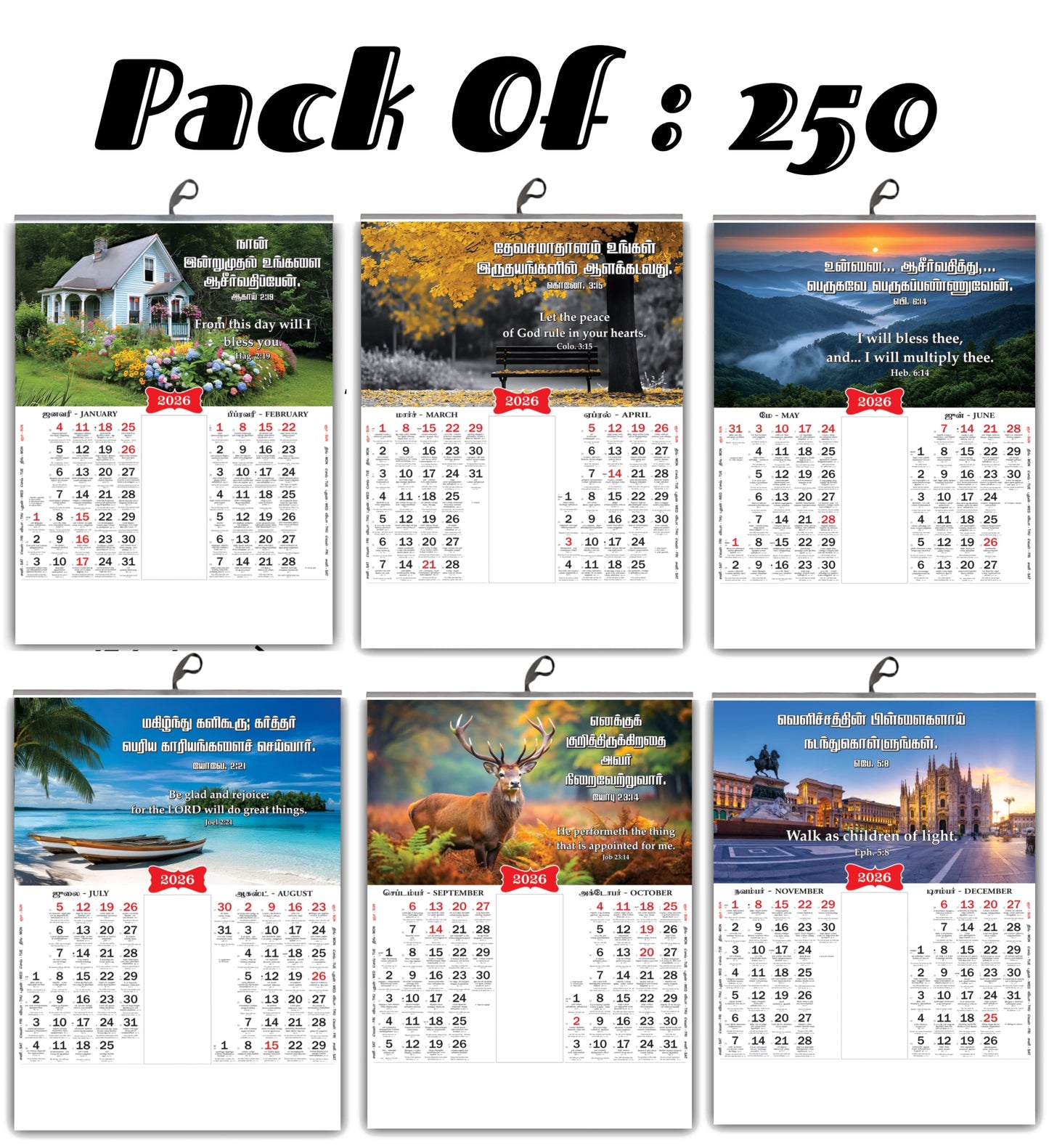 2026 Tamil Wall Calendar | Cute Baby, Flowers & Birds with Inspirational Quotes (நல்ல வார்த்தைகள்) உறுதிமொழிகள் காலெண்டர் 2026 - Promise Words Calendar 2026