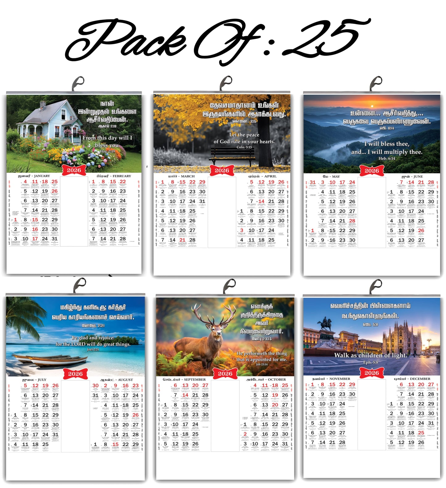 2026 Tamil Wall Calendar | Cute Baby, Flowers & Birds with Inspirational Quotes (நல்ல வார்த்தைகள்) உறுதிமொழிகள் காலெண்டர் 2026 - Promise Words Calendar 2026