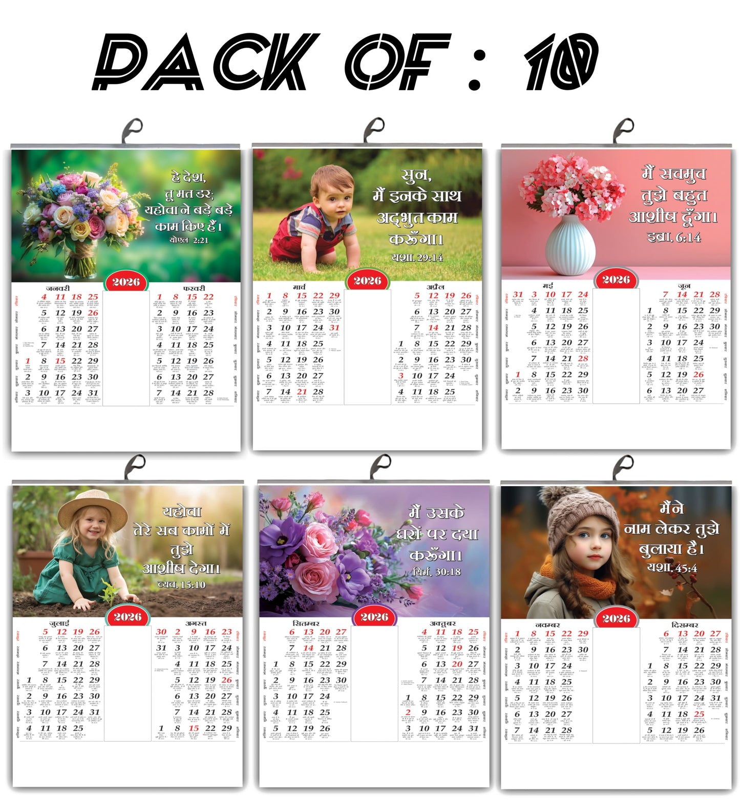 2026 Wall Calendar Hindi | Colorful Birds & Blooming Flowers with Hindi Sukhan 18x25 Inch Art Paper