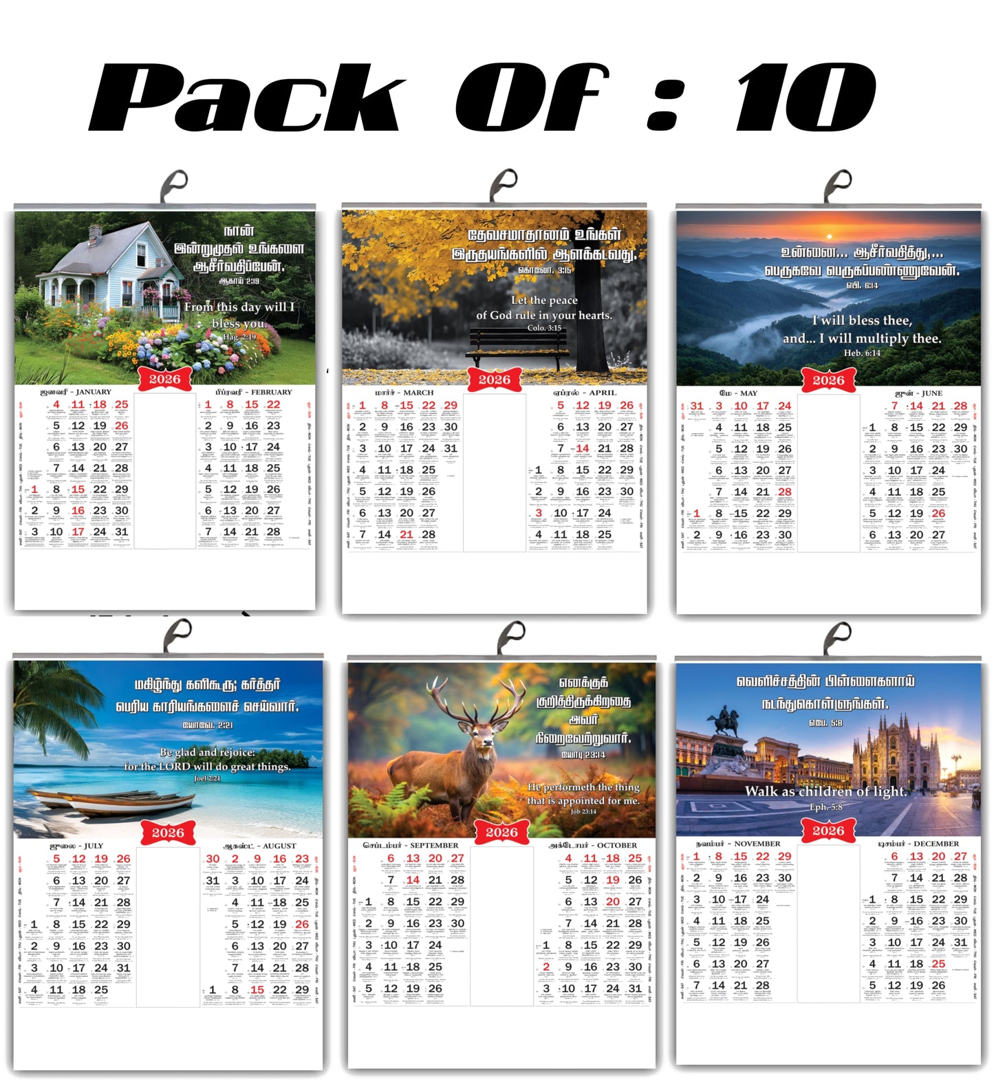 2026 Tamil Wall Calendar | Cute Baby, Flowers & Birds with Inspirational Quotes (நல்ல வார்த்தைகள்) உறுதிமொழிகள் காலெண்டர் 2026 - Promise Words Calendar 2026
