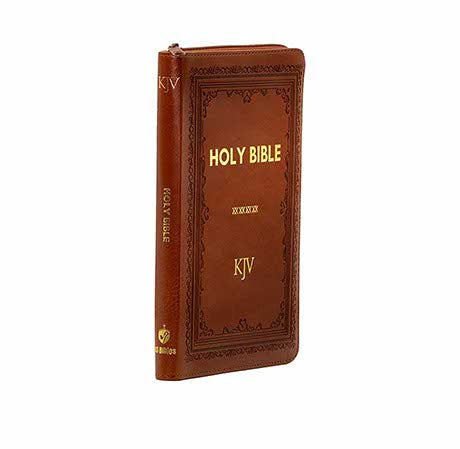 King James Version KJV Holy Bible Medium Zip Polyurethane Leather Cover