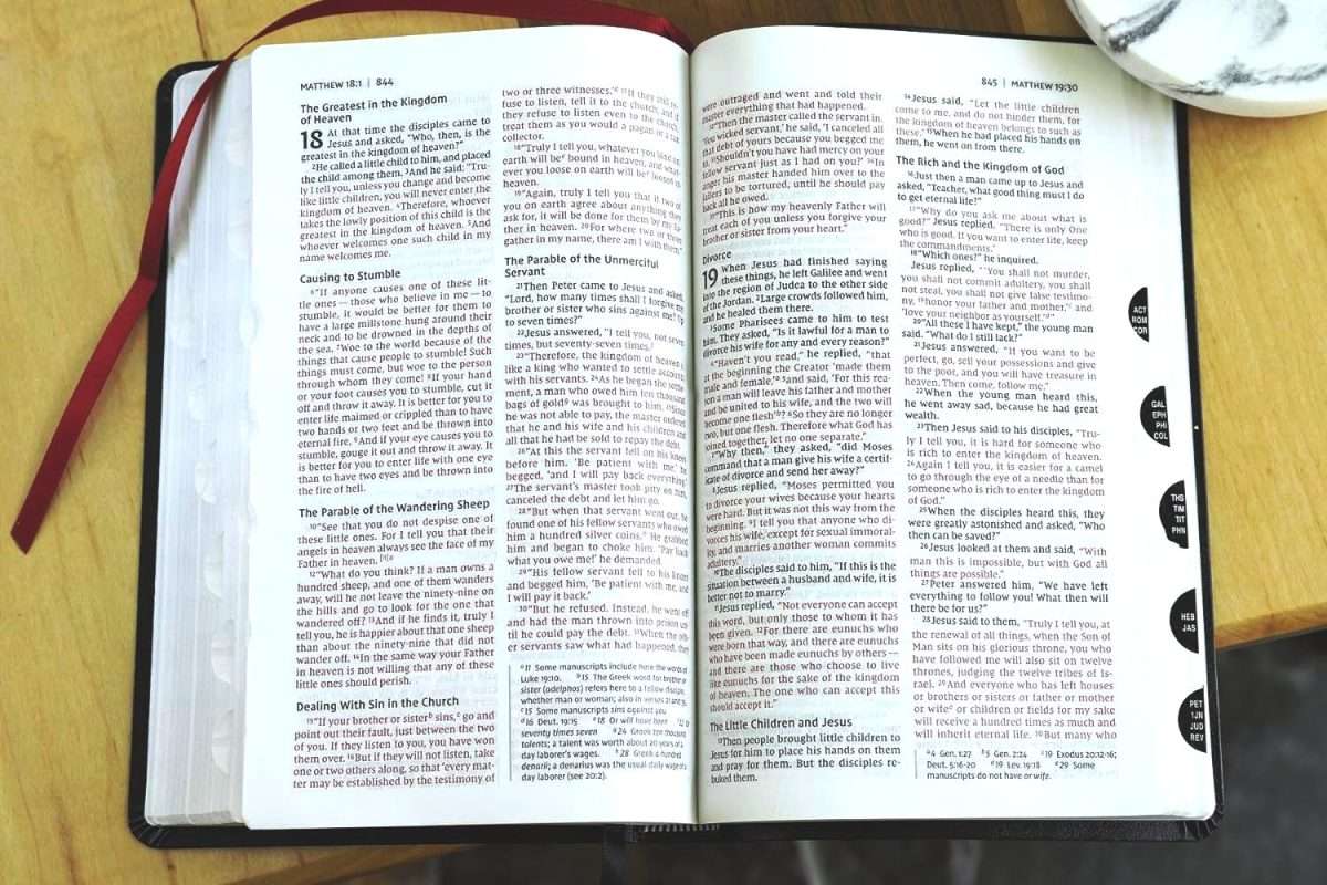 NIV Thinline Bible: Black Bonded Leather With Thumb Index