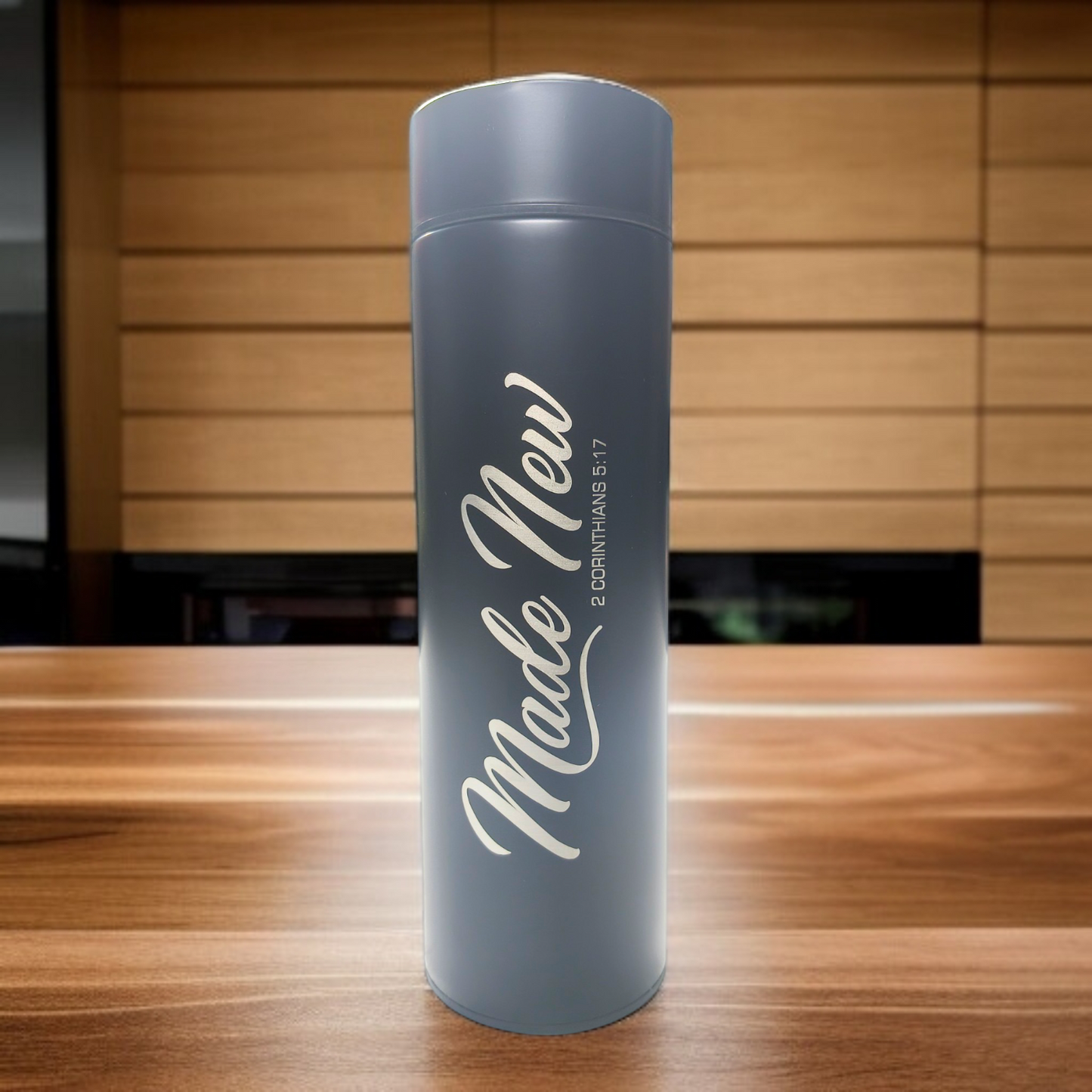 LED Temperature Display | Water Bottle 750 ml | Bible Verses Printed ( Made New 2 Corinthians 5 : 17 ) Premier Kitchen | Pure Stel