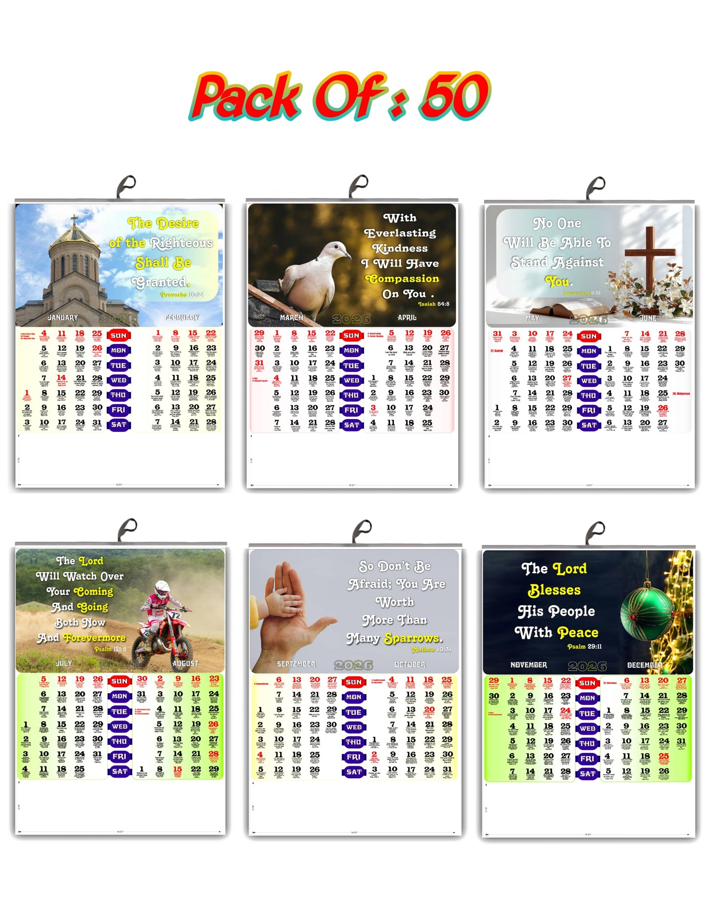 2026 Large Christian Wall Calendar 15x20 Inch | English Bible Verses on Premium Glossy Paper | 3-Page Floral & Baby Theme