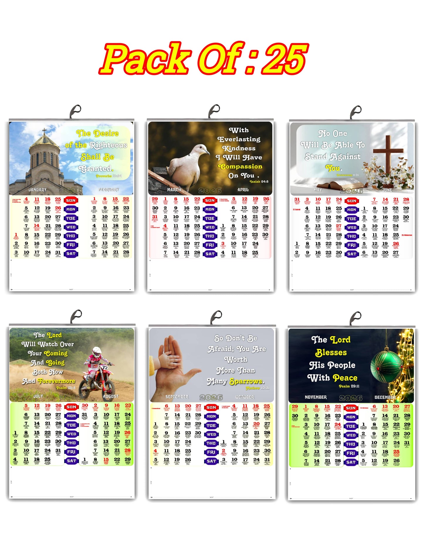 2026 Large Christian Wall Calendar 15x20 Inch | English Bible Verses on Premium Glossy Paper | 3-Page Floral & Baby Theme