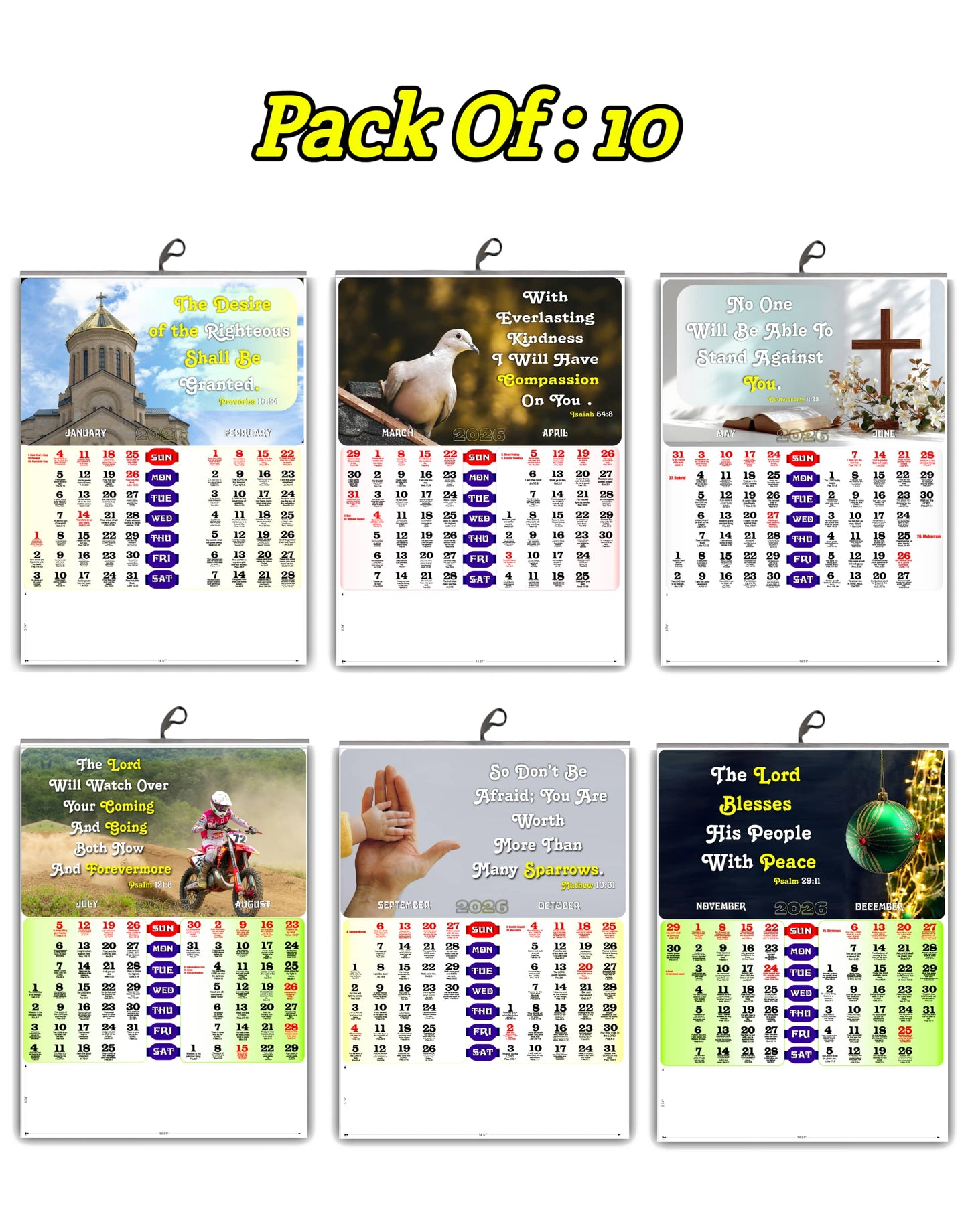 2026 Large Christian Wall Calendar 15x20 Inch | English Bible Verses on Premium Glossy Paper | 3-Page Floral & Baby Theme