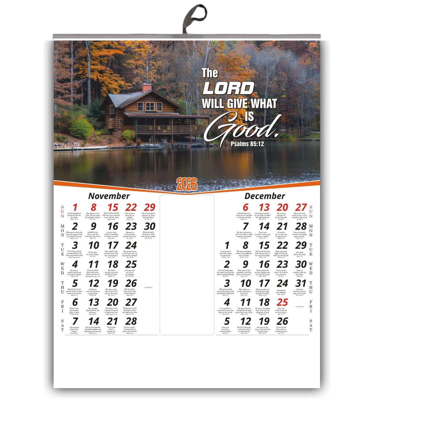 Best 2026 English Calendar with Flowers Birds Images and Motivational English Promise Words - 15x20 Inch Glossy Wall Decor