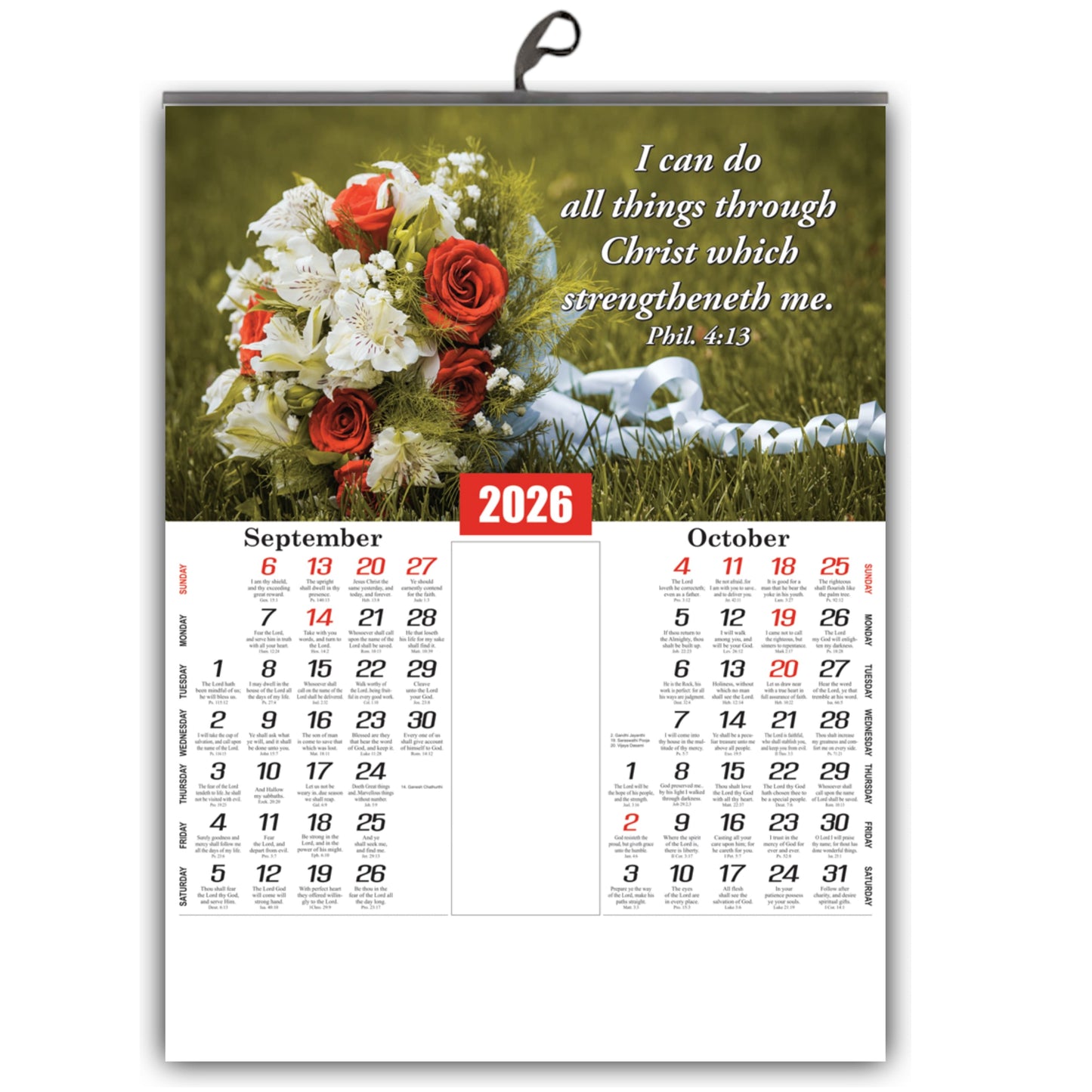 2026 English Baby Calendar: Beautiful Flowers, Birds, and Inspirational Promise Words | 15x20 Inch Premium Glossy Wall Calendar