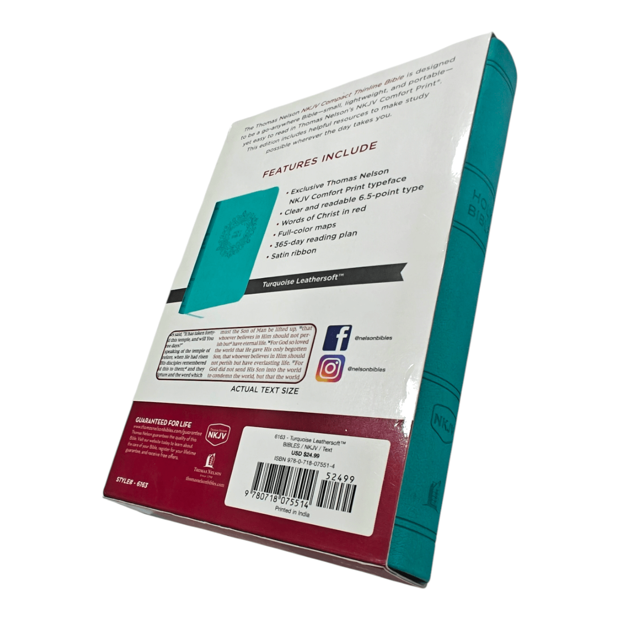 "NKJV Compact Thinline Bible – ultra-slim, lightweight edition for easy portability. Perfect for travel, devotion, or gifting. ISBN: 9780718075514."