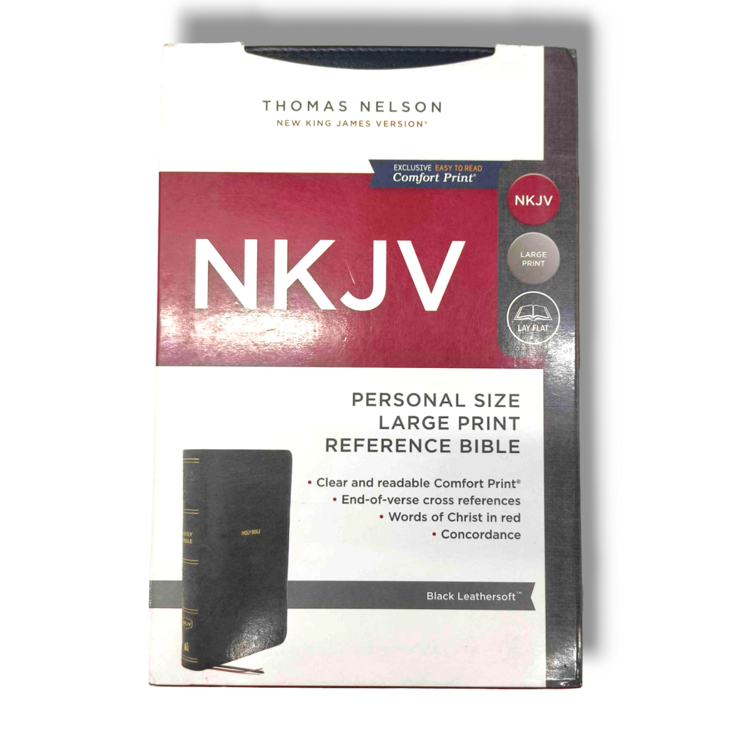 NKJV, Deluxe Thinline Reference Bible | Black Leathersoft | Red Letter Comfort Print | Holy Bible New King James Version