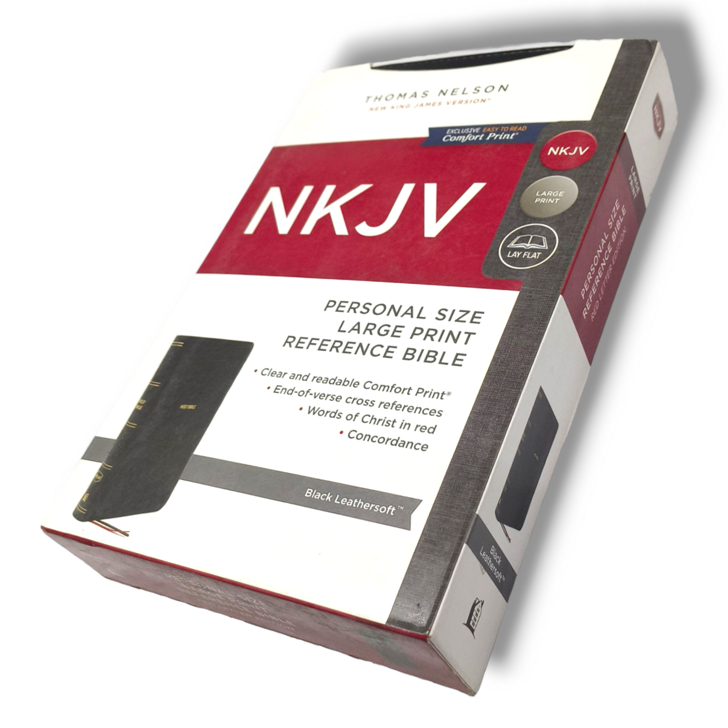NKJV, Deluxe Thinline Reference Bible | Black Leathersoft | Red Letter Comfort Print | Holy Bible New King James Version