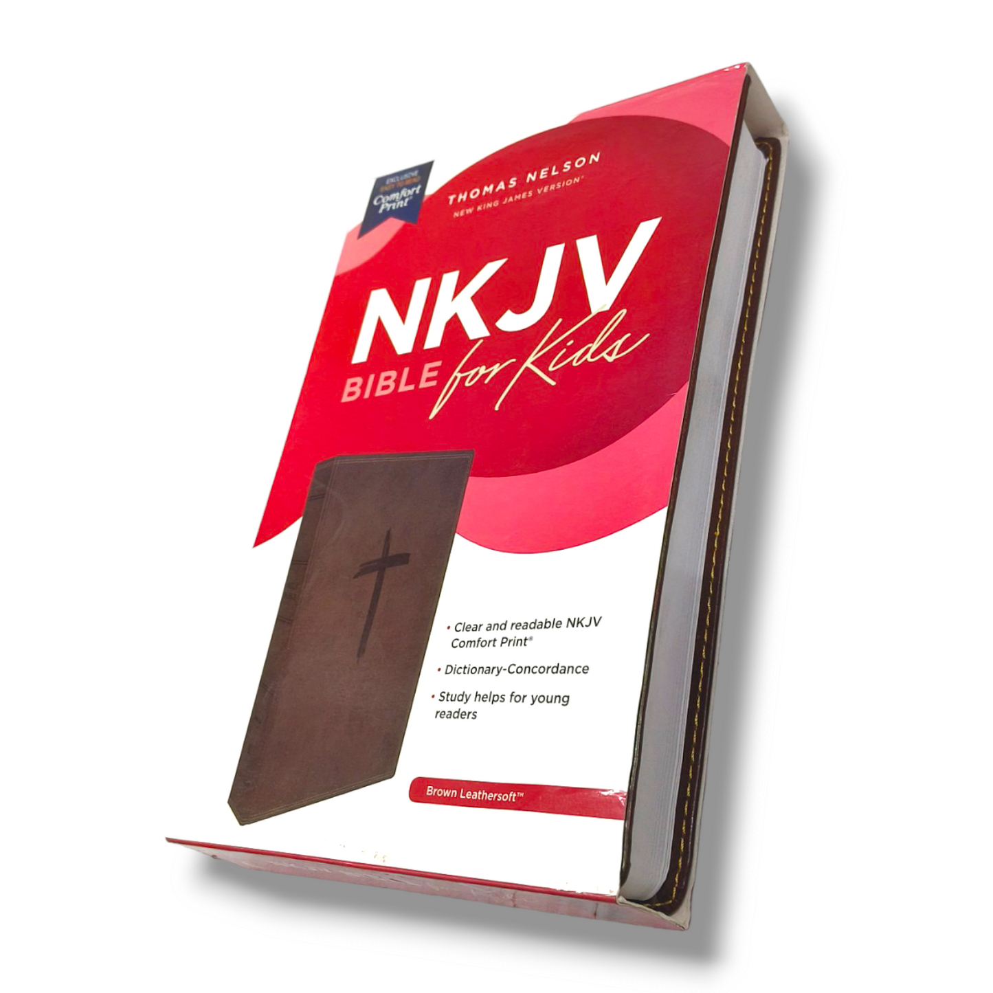 NKJV BIBLE For Kids | Value Thinline Bible | Cross Design Burgundy Leathersoft | New Edition