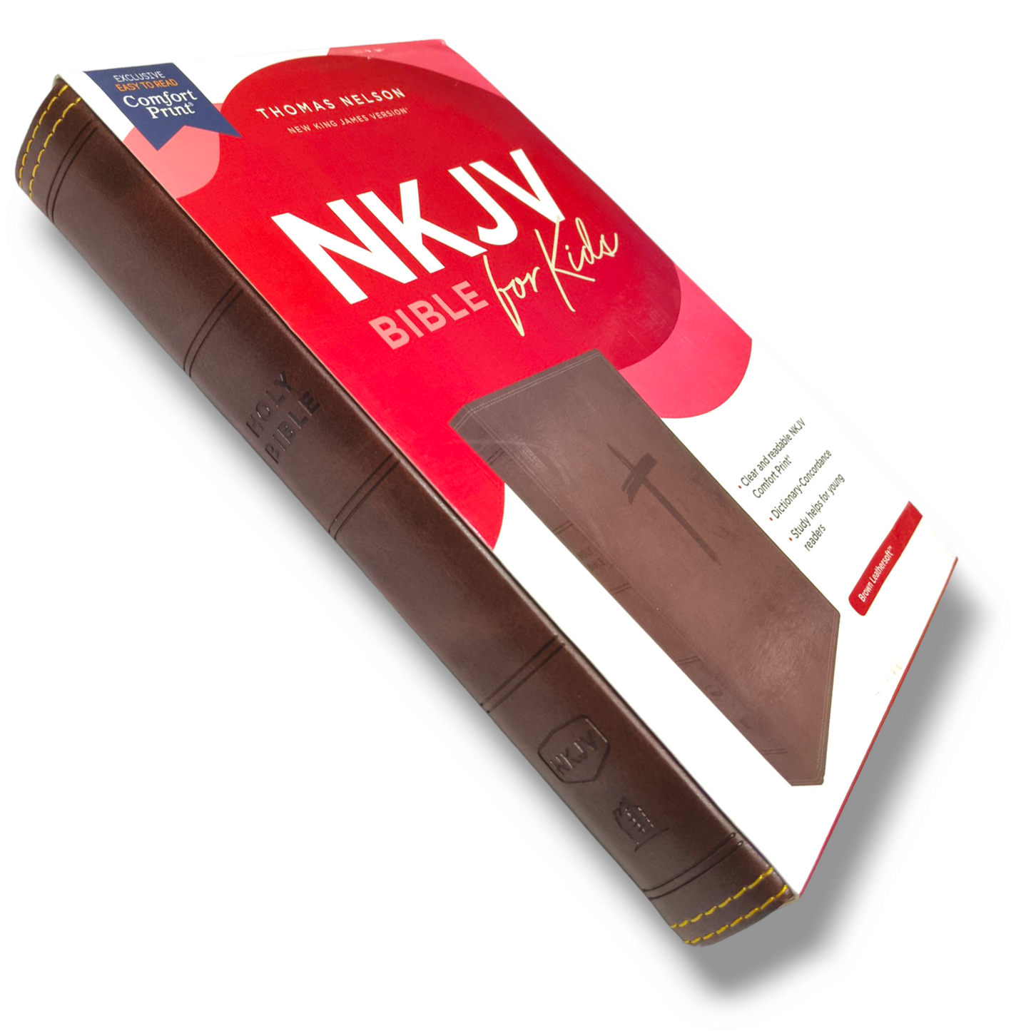 NKJV BIBLE For Kids | Value Thinline Bible | Cross Design Burgundy Leathersoft | New Edition