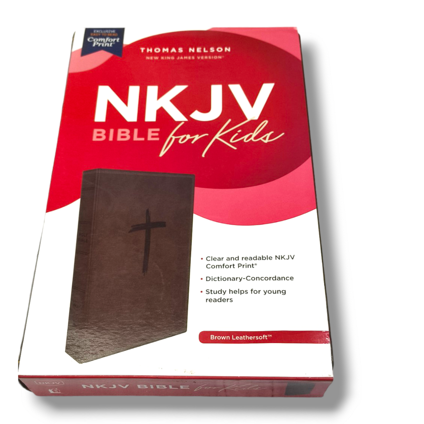 NKJV BIBLE For Kids | Value Thinline Bible | Cross Design Burgundy Leathersoft | New Edition