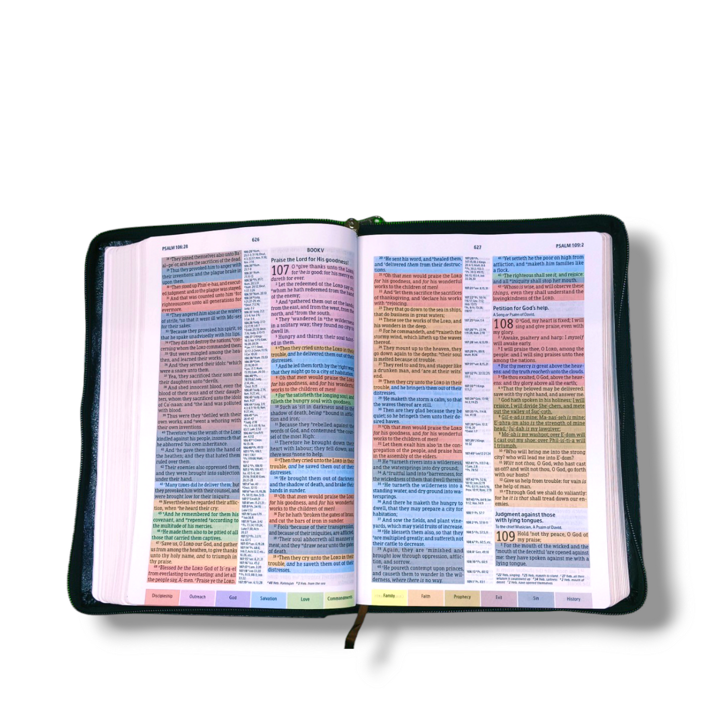 KJV Holman Rainbow Study Bible | Black Leather Touch | With Zip Edition | New Edition