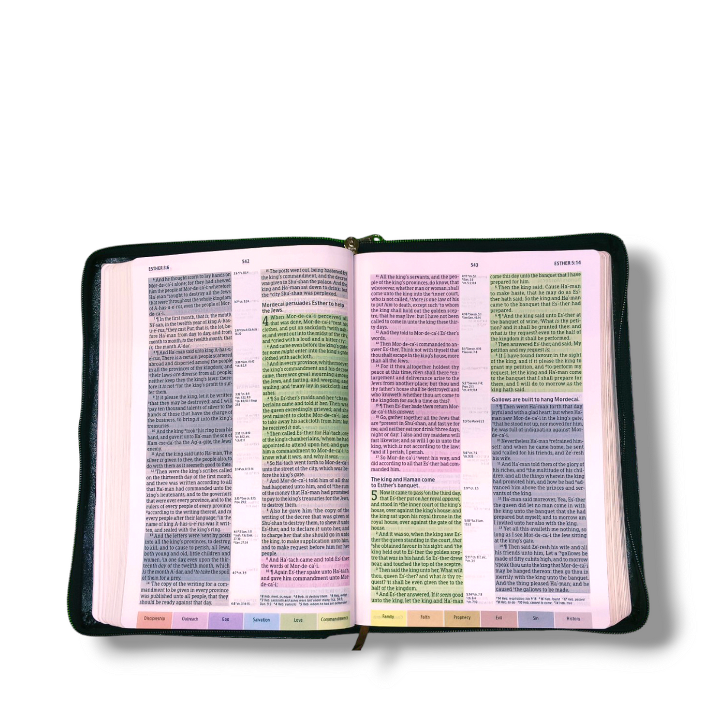 KJV Holman Rainbow Study Bible | Black Leather Touch | With Zip Edition | New Edition
