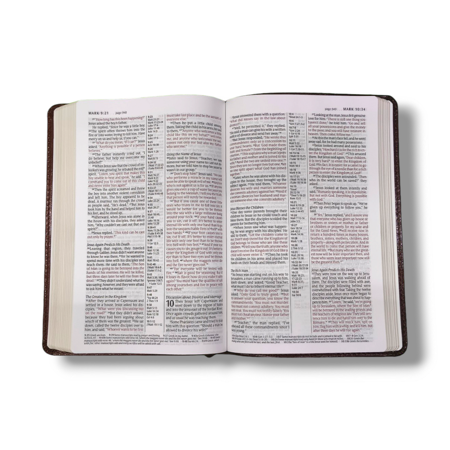 NLT Slimline Center Column | Reference Bible | Brown Leather Attractive Design Edition | Large Print | With Red Letter Edition | New Edition