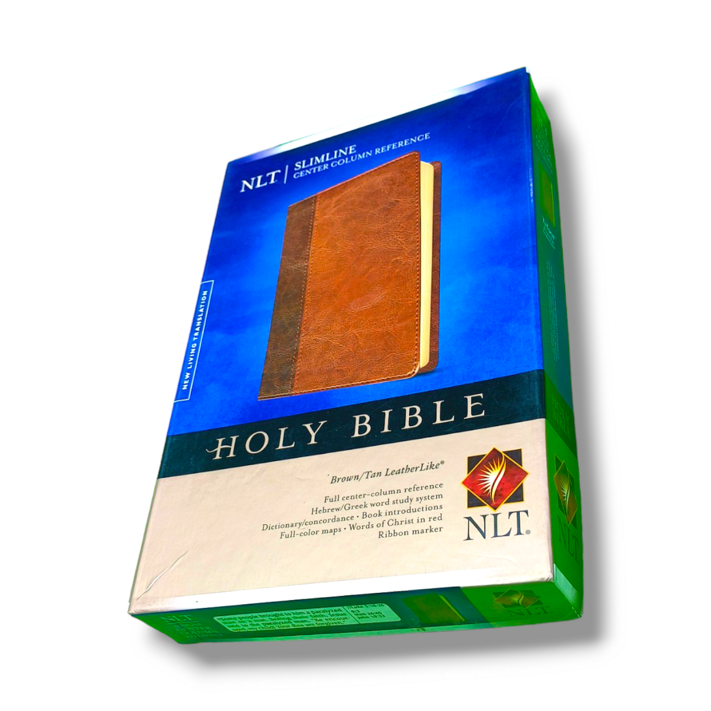 NLT Slimline Center Column | Reference Bible | Brown Leather Attractive Design Edition | Large Print | With Red Letter Edition | New Edition
