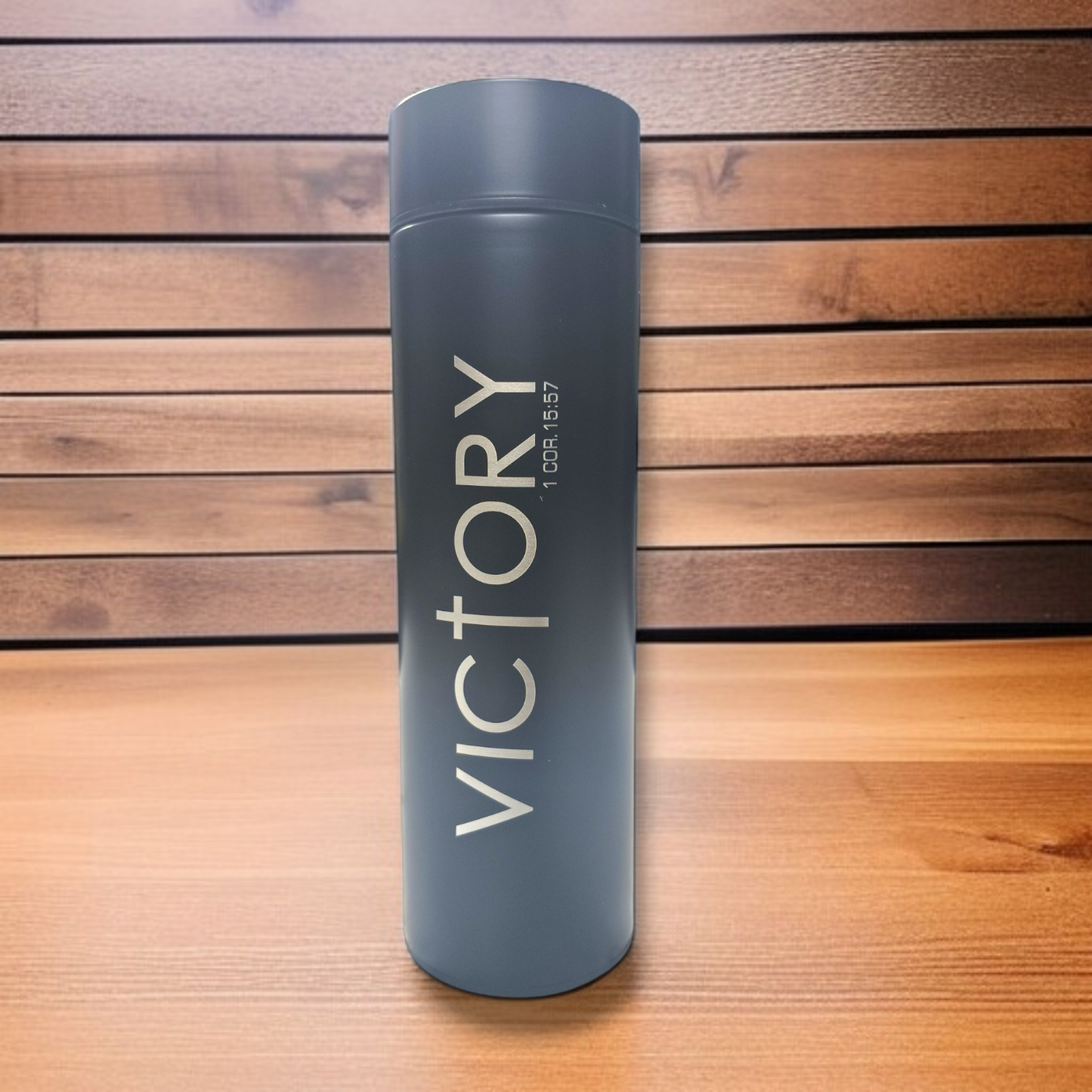 LED Temperature Display | Water Bottle 750 ml | Bible Verses Printed ( 1 Corinthians 15 : 57 ) Premier Kitchen | Pure Stel