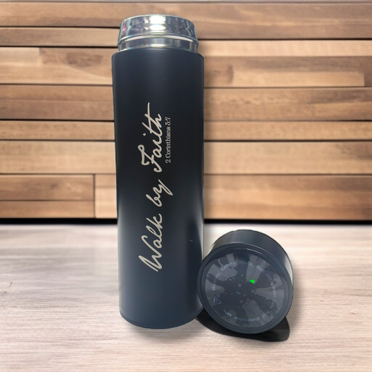 LED Temperature Display | Water Bottle 750 ml | Bible Verses Printed ( 2 Corinthians 5 : 17 ) Premier Kitchen | Pure Stel