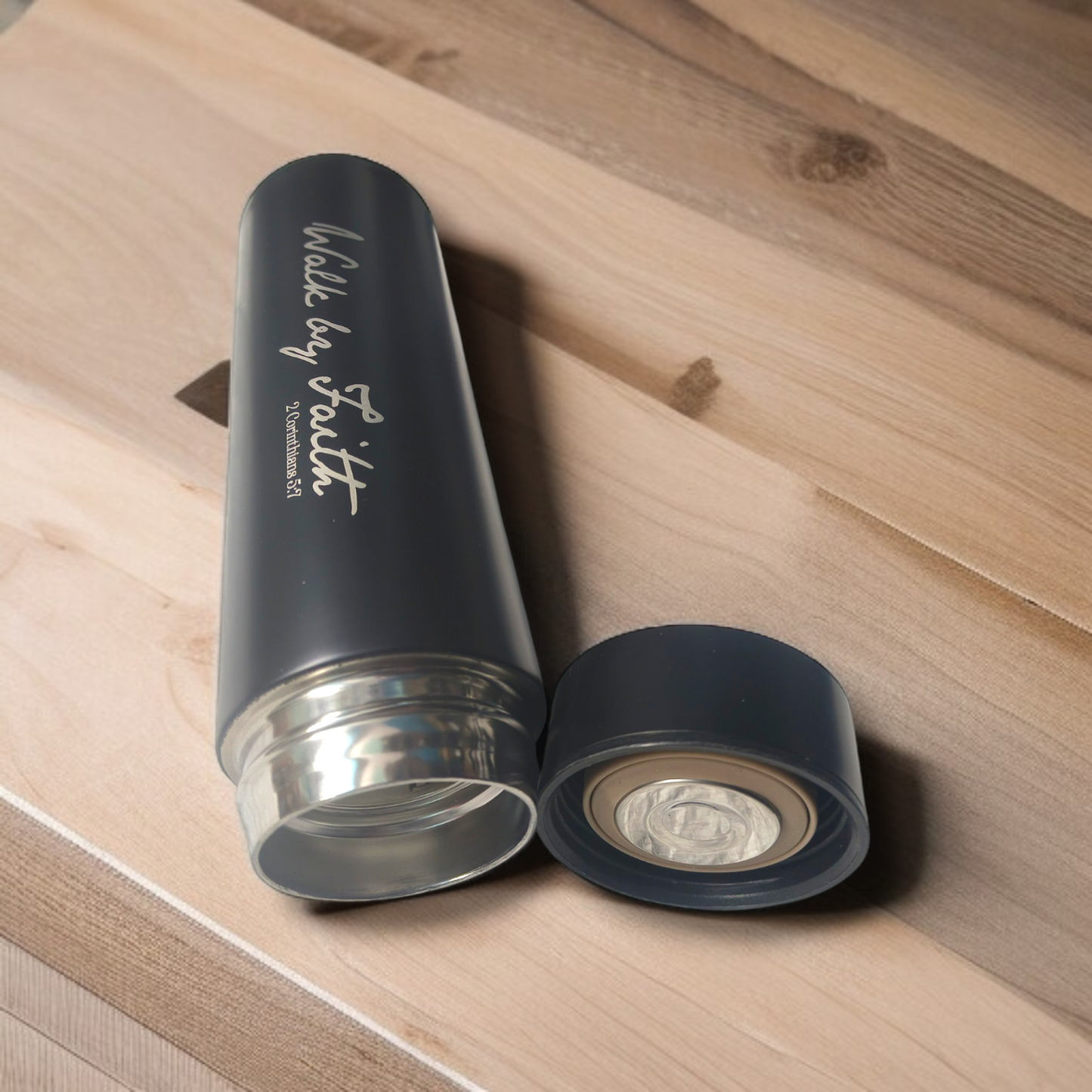 LED Temperature Display | Water Bottle 750 ml | Bible Verses Printed ( 2 Corinthians 5 : 17 ) Premier Kitchen | Pure Stel
