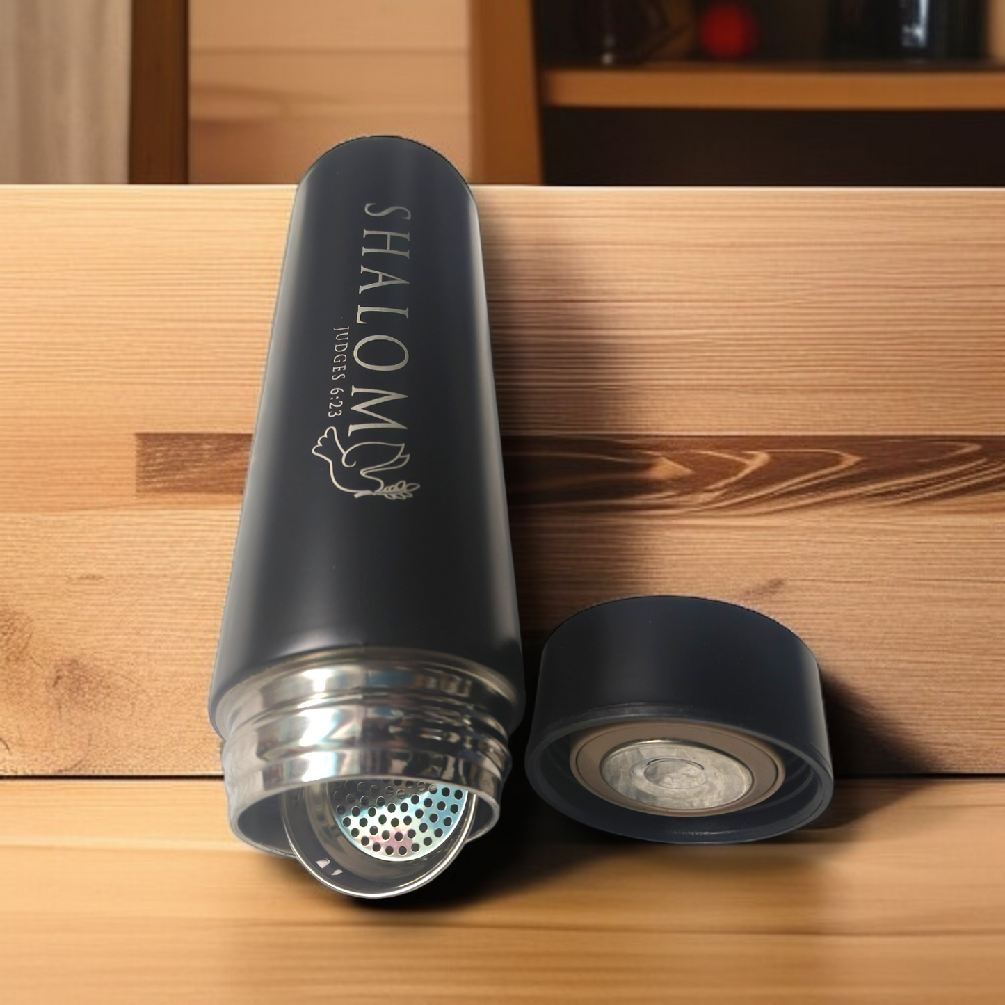 LED Temperature Display | Water Bottle 750 ml | Bible Verses Printed ( Judges 6:23 ) Premier Kitchen | Pure Stel