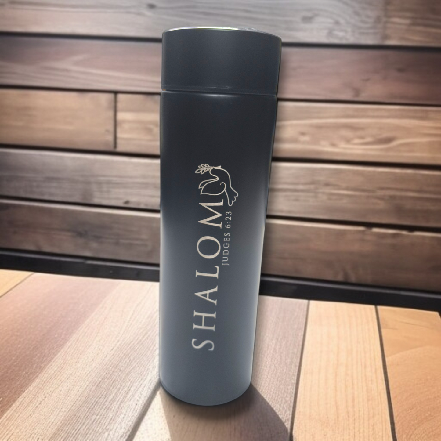 LED Temperature Display | Water Bottle 750 ml | Bible Verses Printed ( Judges 6:23 ) Premier Kitchen | Pure Stel