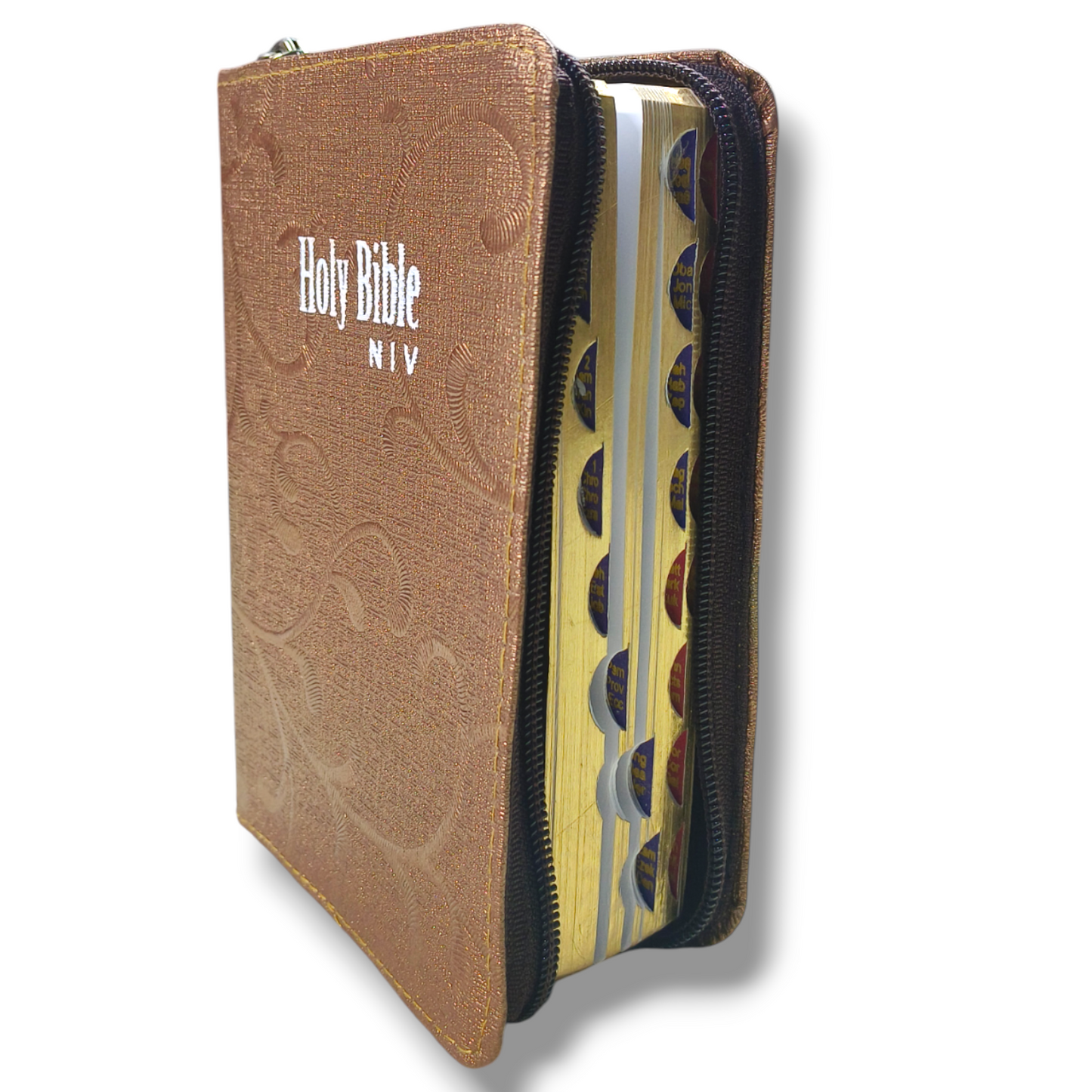 NIV Compact Edition Bible | Thumb Index Bible | With Light Brown & Red Attractive Design Bound | New Edition Bible Duo-Tone | D d3