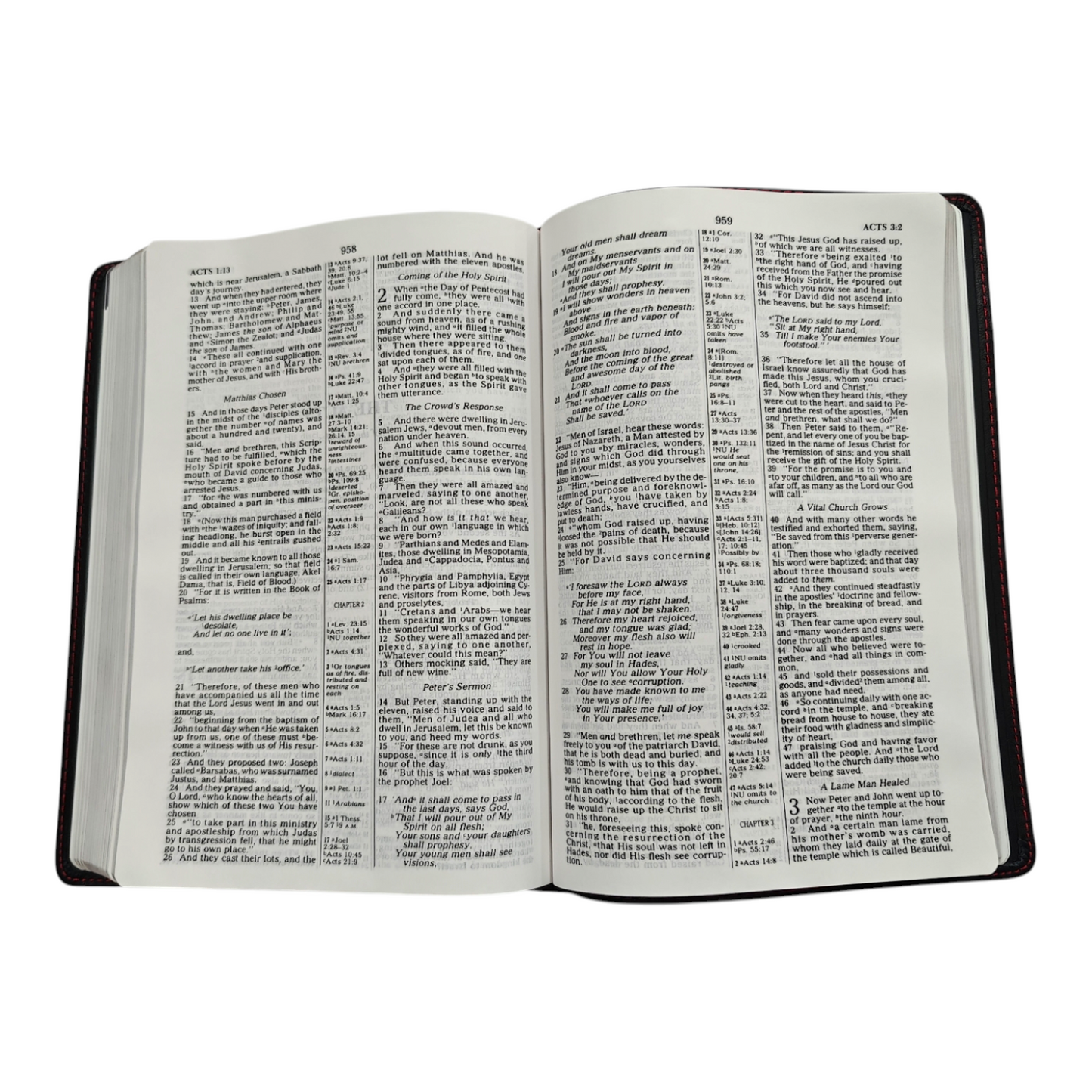 NKJV Large Print Ultrathin Reference Bible - Black Genuine Leather
