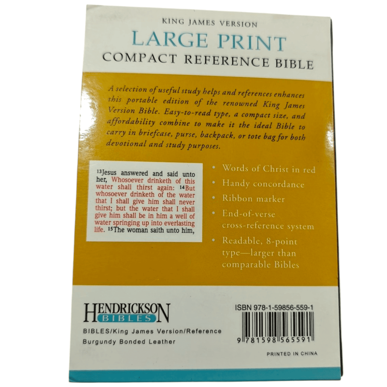KJV Large Print Compact Reference Bible, Leathersoft, Burgundy - Easy-to-Read King James Version with Center-Column References - 9781598565591