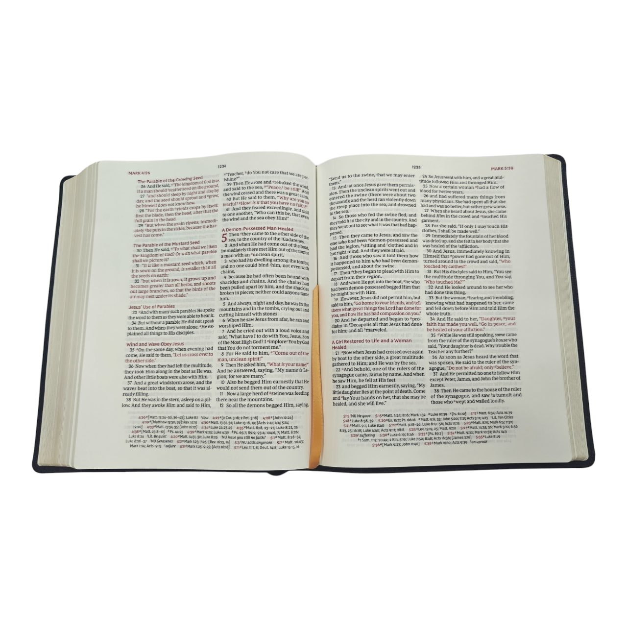 NKJV Wide Margin Reference Bible, Black Calf Split Leather, Red-letter