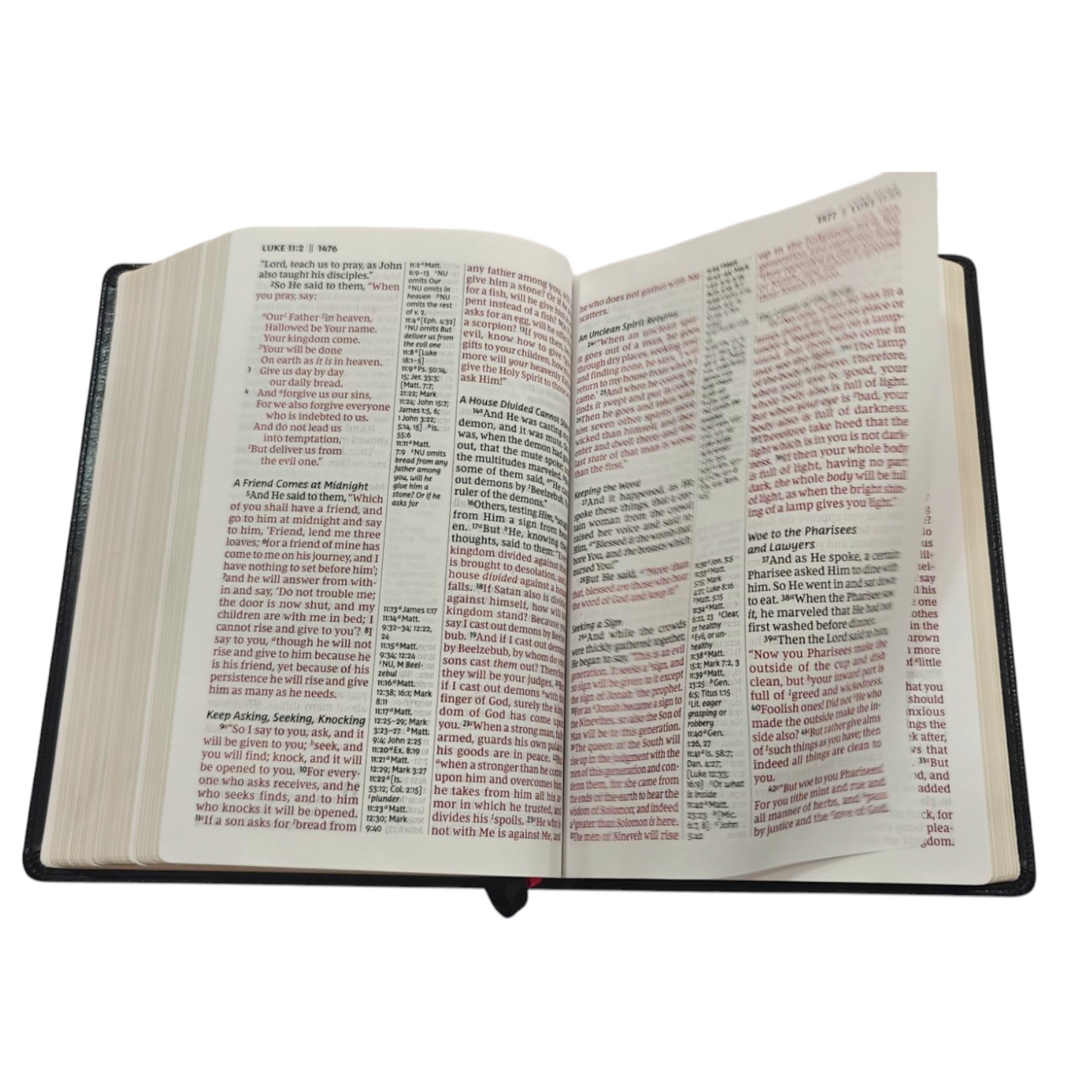NKJV, Reference Bible, Center-Column Giant Print, Leathersoft, Black, Red Letter Edition, Thumb Indexed, Comfort Print: Holy Bible, New King James Version