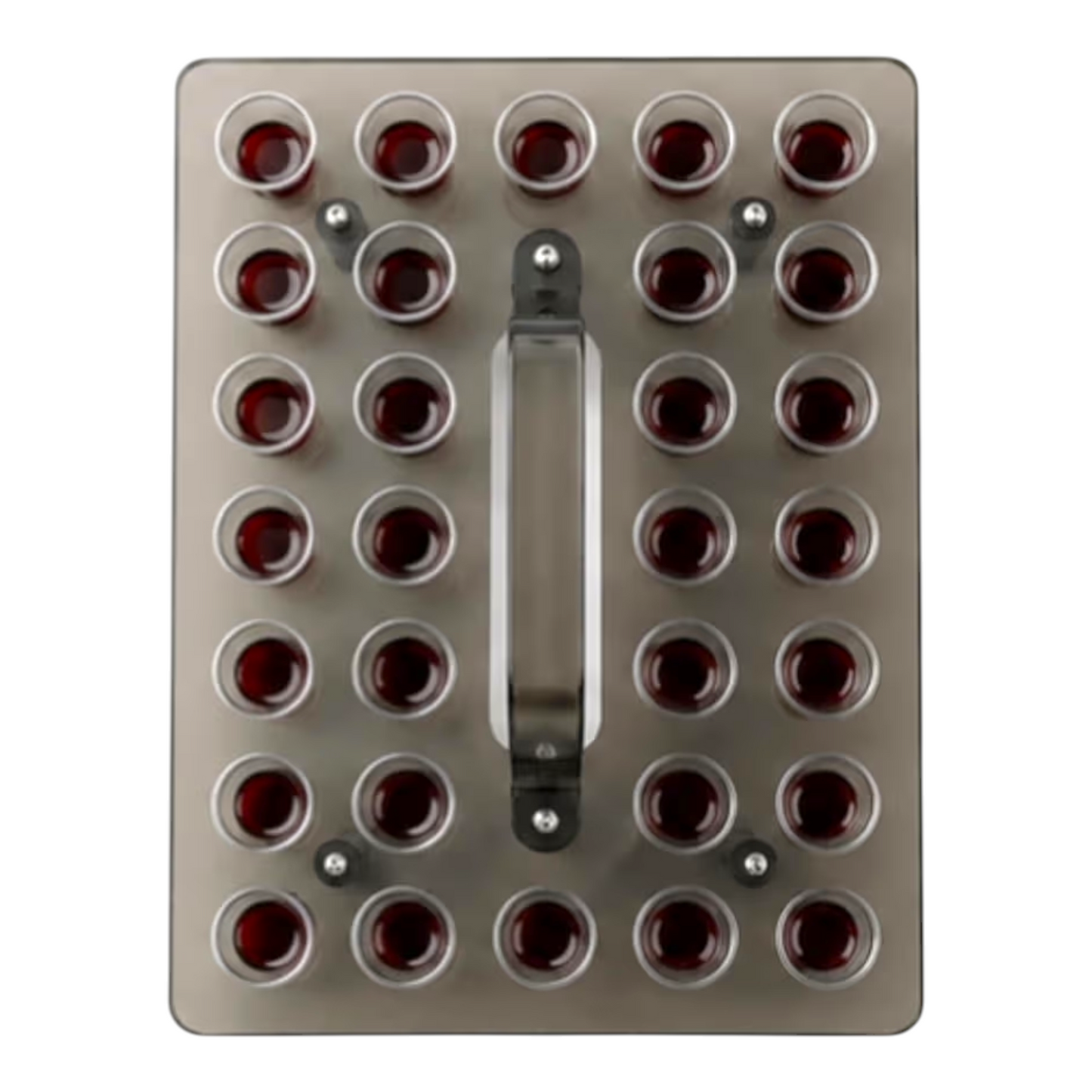 Elegant 30-Holes Black Communion Tray with 50 Transparent Communion Cups, Modern Smoke-Black Acrylic Holy Communion Set