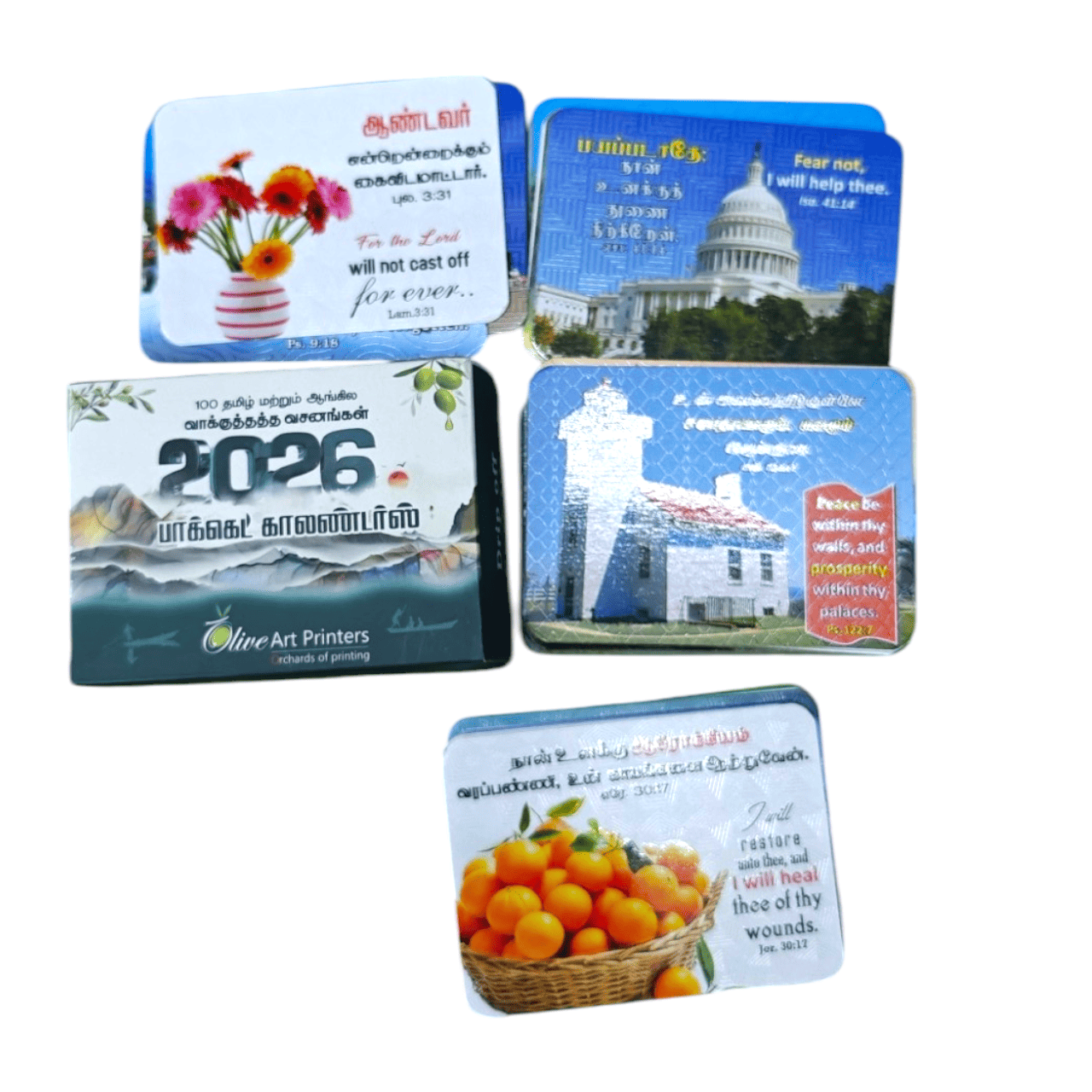 2026 Different Promise Words Pocket Calendar in Tamil & English (100 Nos) – 3D Lamination, Bilingual Scripture Cards for Daily Devotion & Christian Gifts