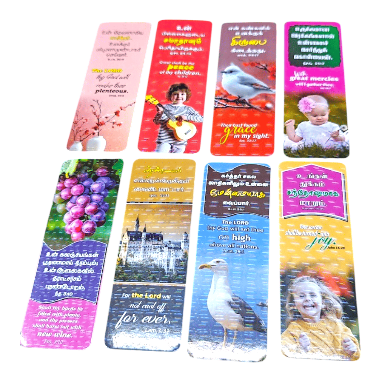 2026 Bilingual Bible Bookmarks (100 Pack) Tamil & English | Captivating 3D Lamination Finish